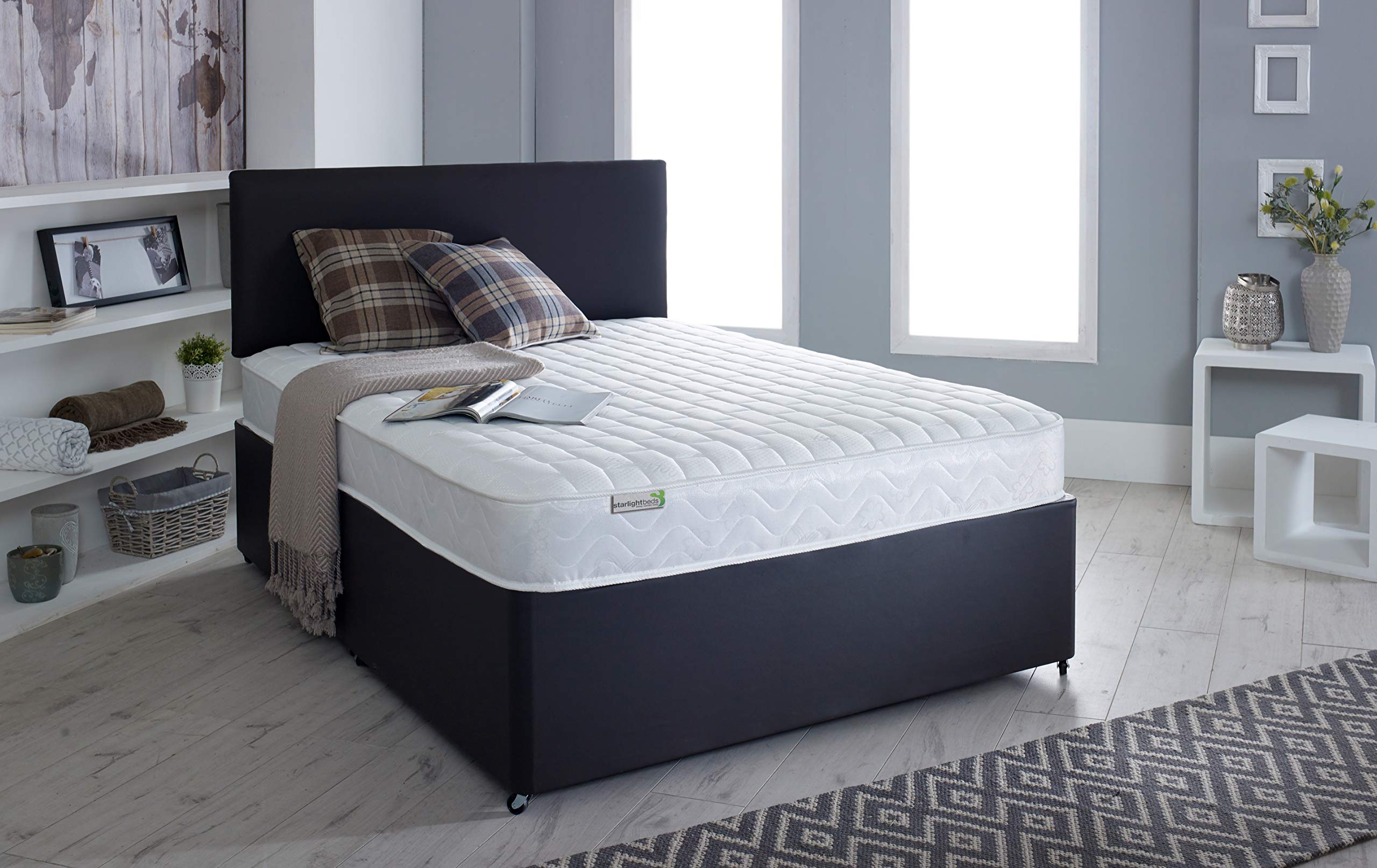 Starlight Beds Brick Design Quilted Sprung Hybrid Mattress - Single | Memory Foam | UK Made 2