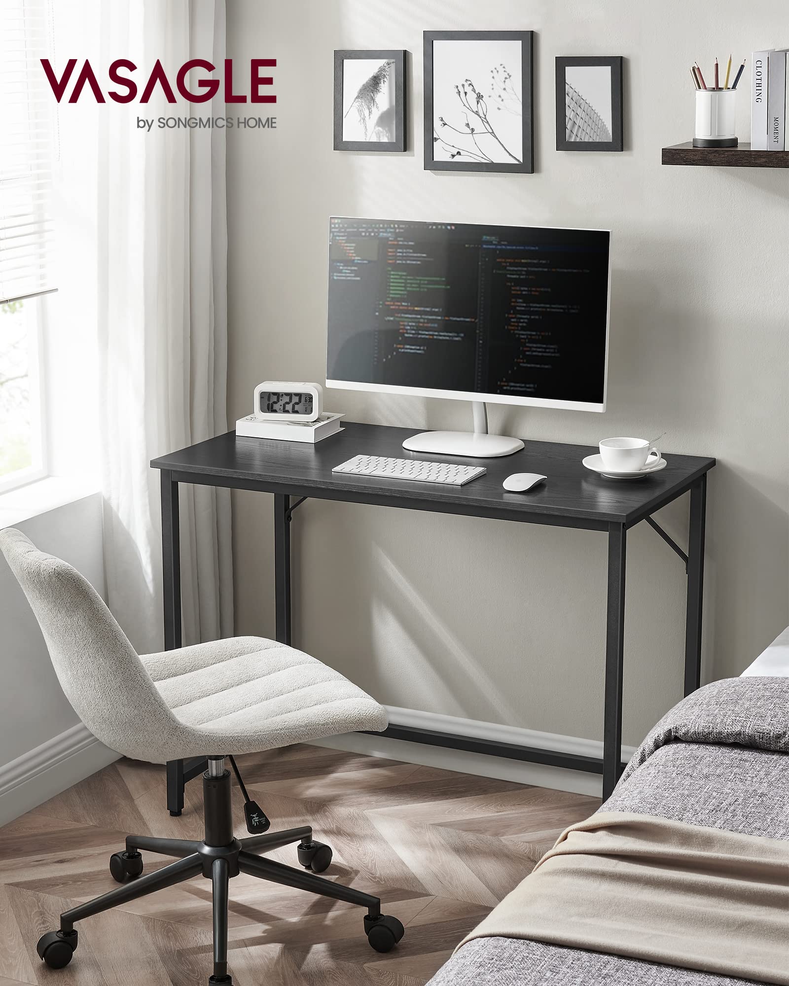 VASAGLE Computer Desk - Compact 100 x 50 cm Workspace | Sturdy Steel Frame | Adjustable Feet 4