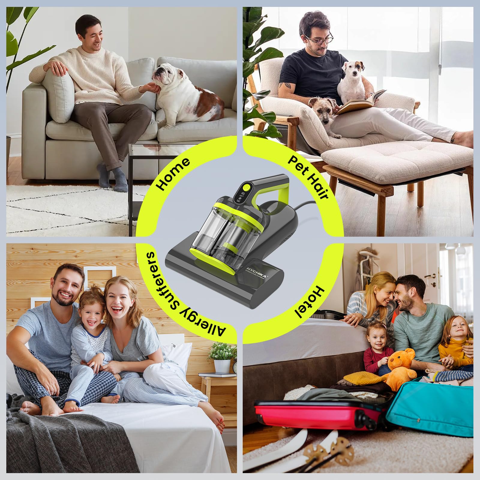 HYCHIKA Mattress Vacuum Cleaner - 16kPa Suction, 5-in-1 Deep Cleaning with UV-C Light & Heat 8