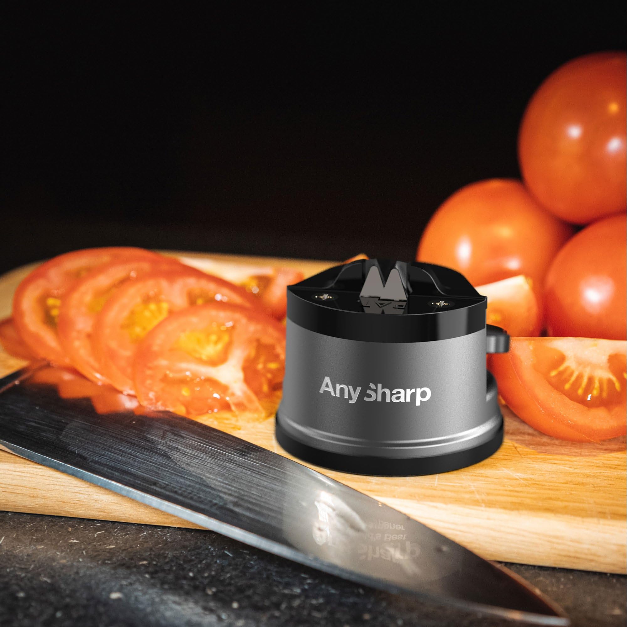 AnySharp Pro Metal Knife Sharpener with Suction | Tungsten Carbide | Gunmetal 7