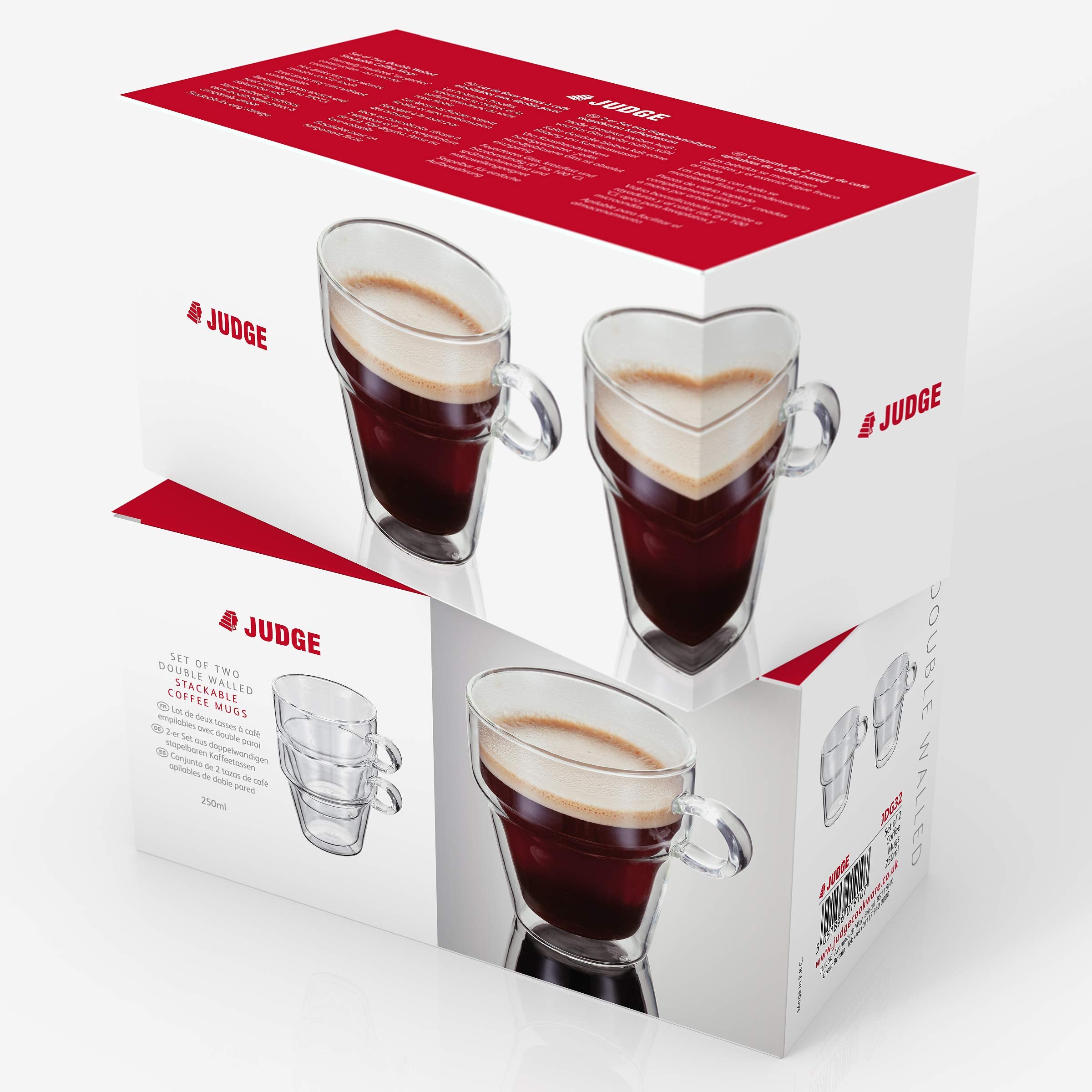 Judge Double Walled Glass Coffee Handled Mugs - 200ml Vacuum Insulated Set of 2 9