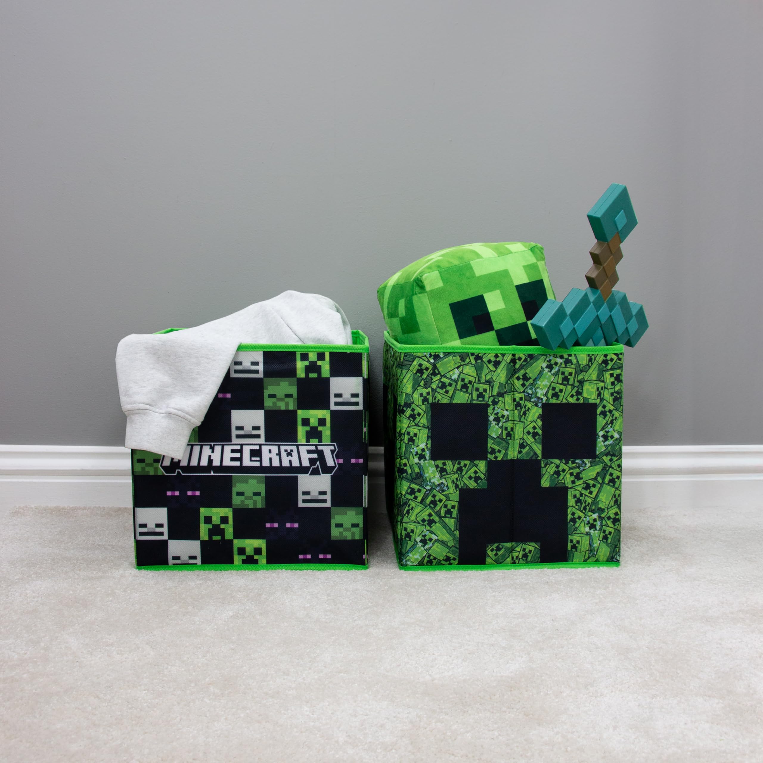 Minecraft Officially Licensed Storage Boxes - 2 Pack Foldable Cubes | 30cm x 30cm 9