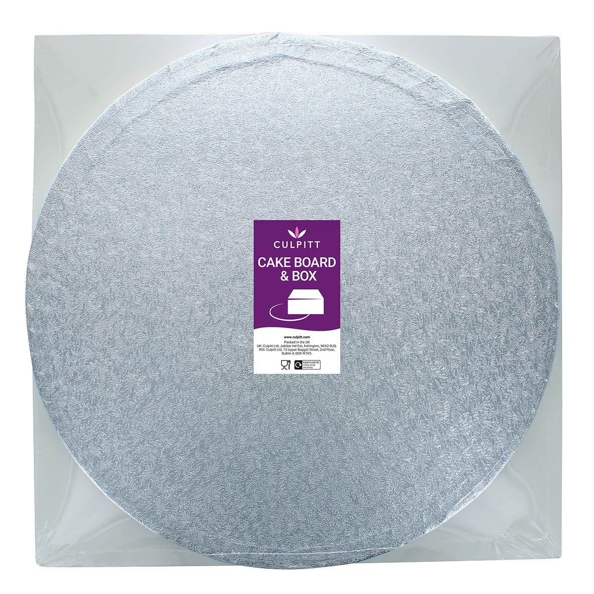 Culpitt 10' Round Silver Cake Drum Board & White Cake Box Combo | Sturdy Support 6