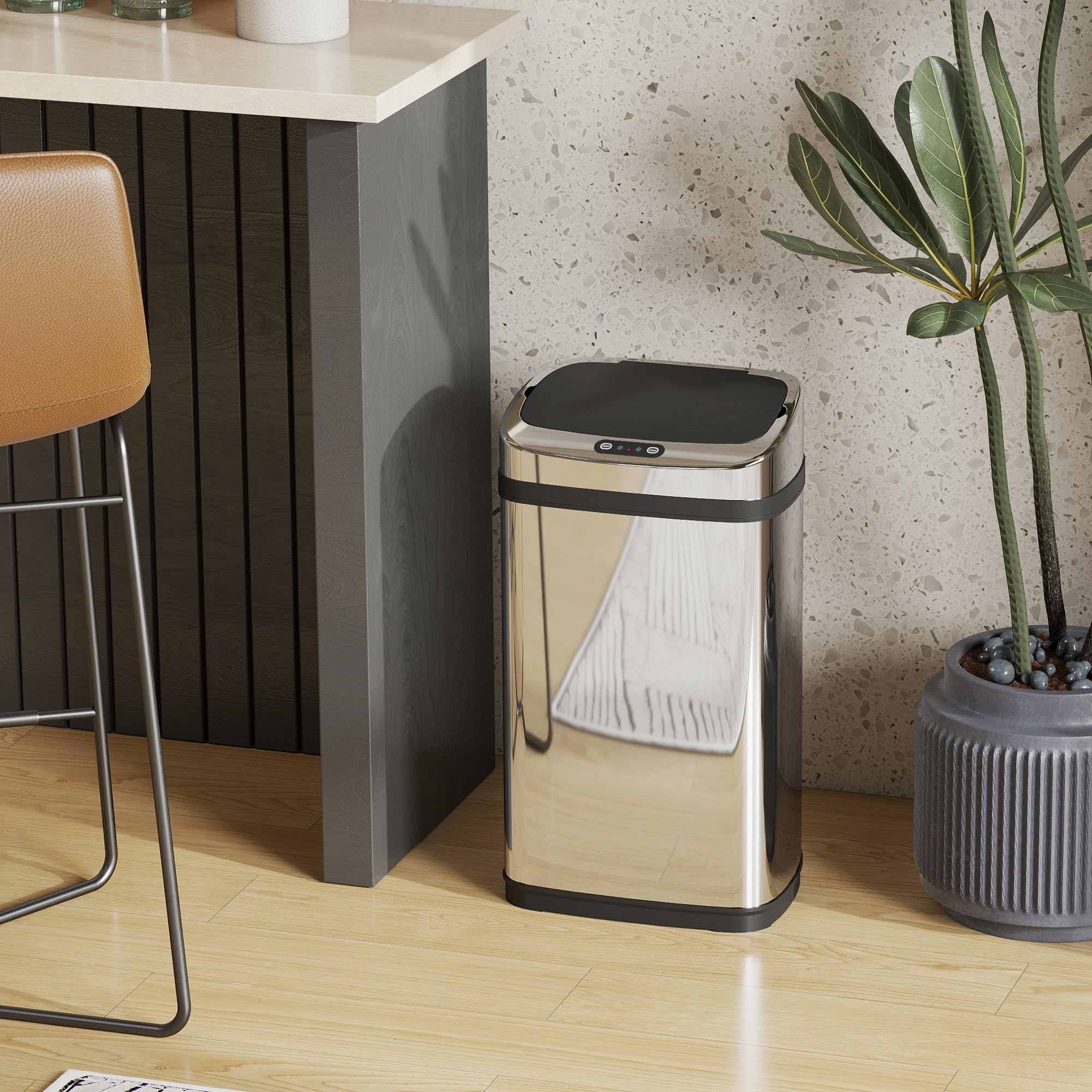 HOMCOM 30L Automatic Sensor Bathroom Bin - Stainless Steel | Motion Activated | Medium Size 6