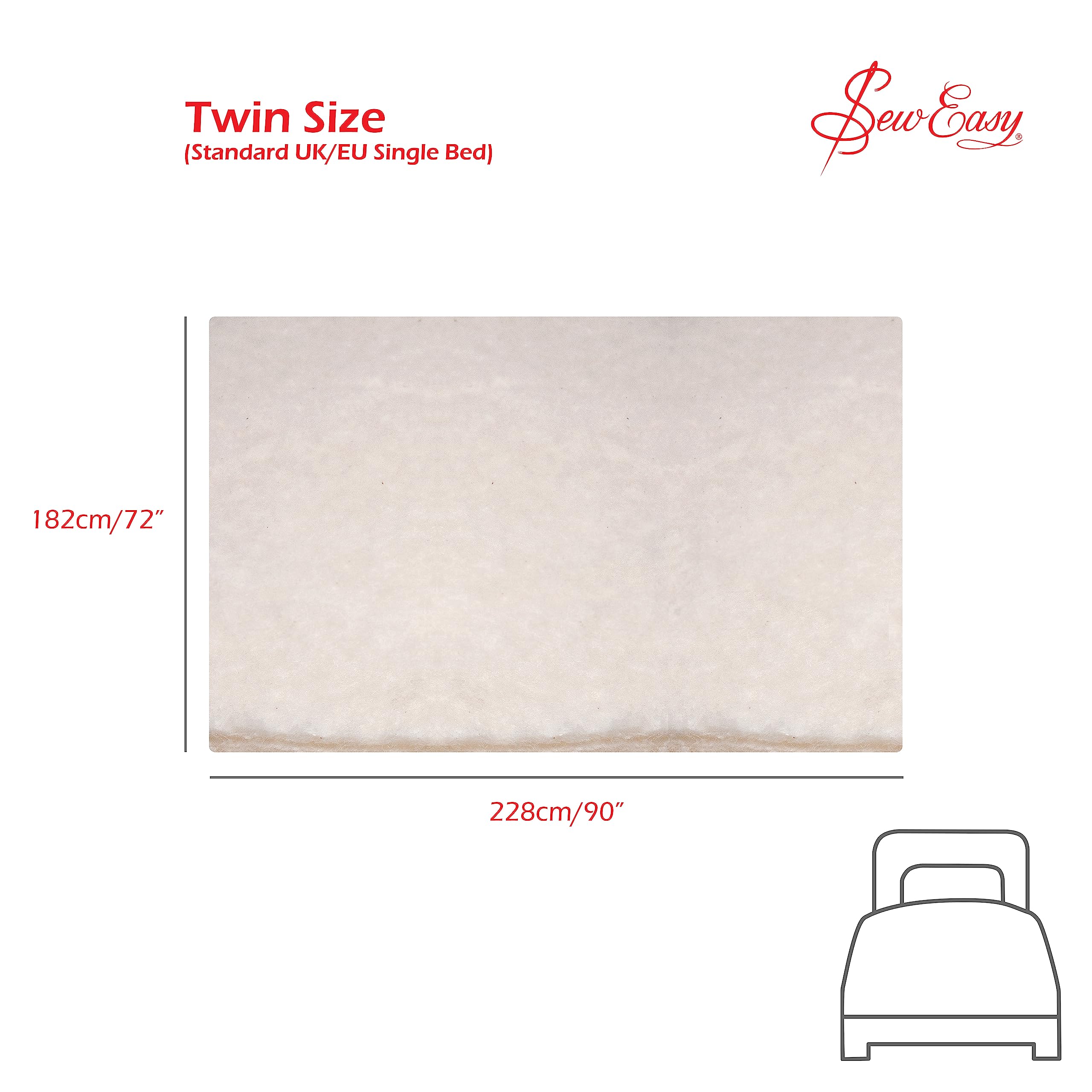 Sew Easy Quilting Batting Wadding - 80% Cotton 20% Polyester Mix | Twin Size | Washable 5