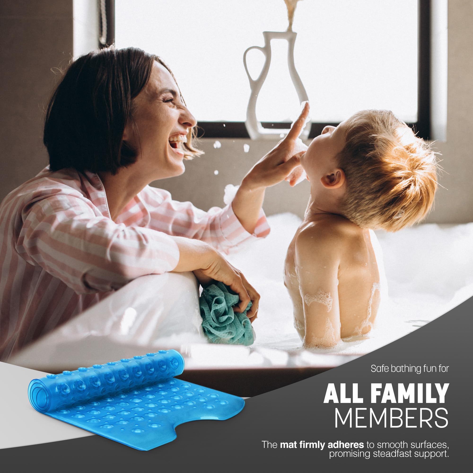 KEPLIN Premium Non-Slip Bathtub Mat - 200 Suction Cups, BPA & Latex Free, Blue, 100 x 40 cm 6