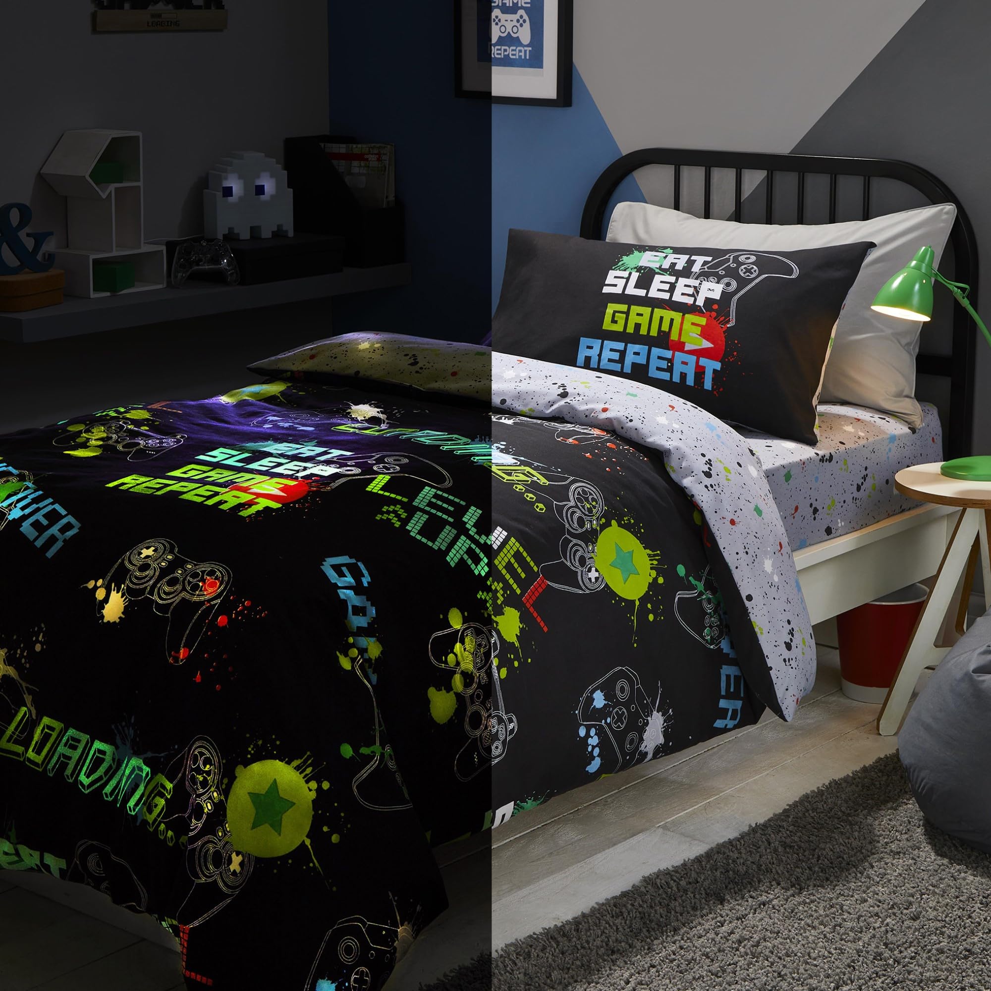 Bedlam Black Gaming Duvet Cover Set | Single (140x200cm) | Glow in the Dark Polycotton 6