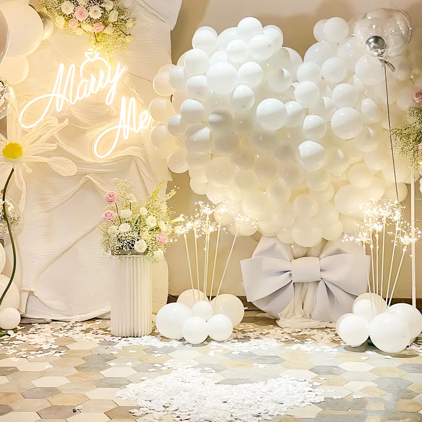 Lafefe Artificial Rose Petals - 1200 Pcs White Polyester for Romantic Decoration | Reusable 7