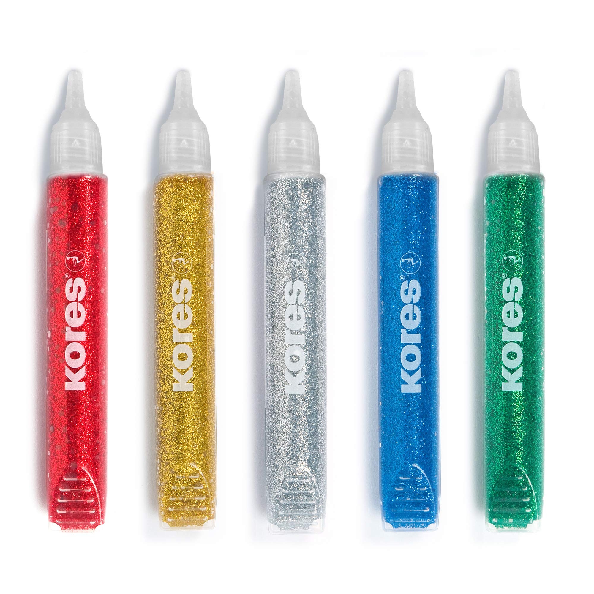 Kores Glitter Glue Pens - 10.5 ml (Pack of 5) | Acid-Free Craft Adhesive 3