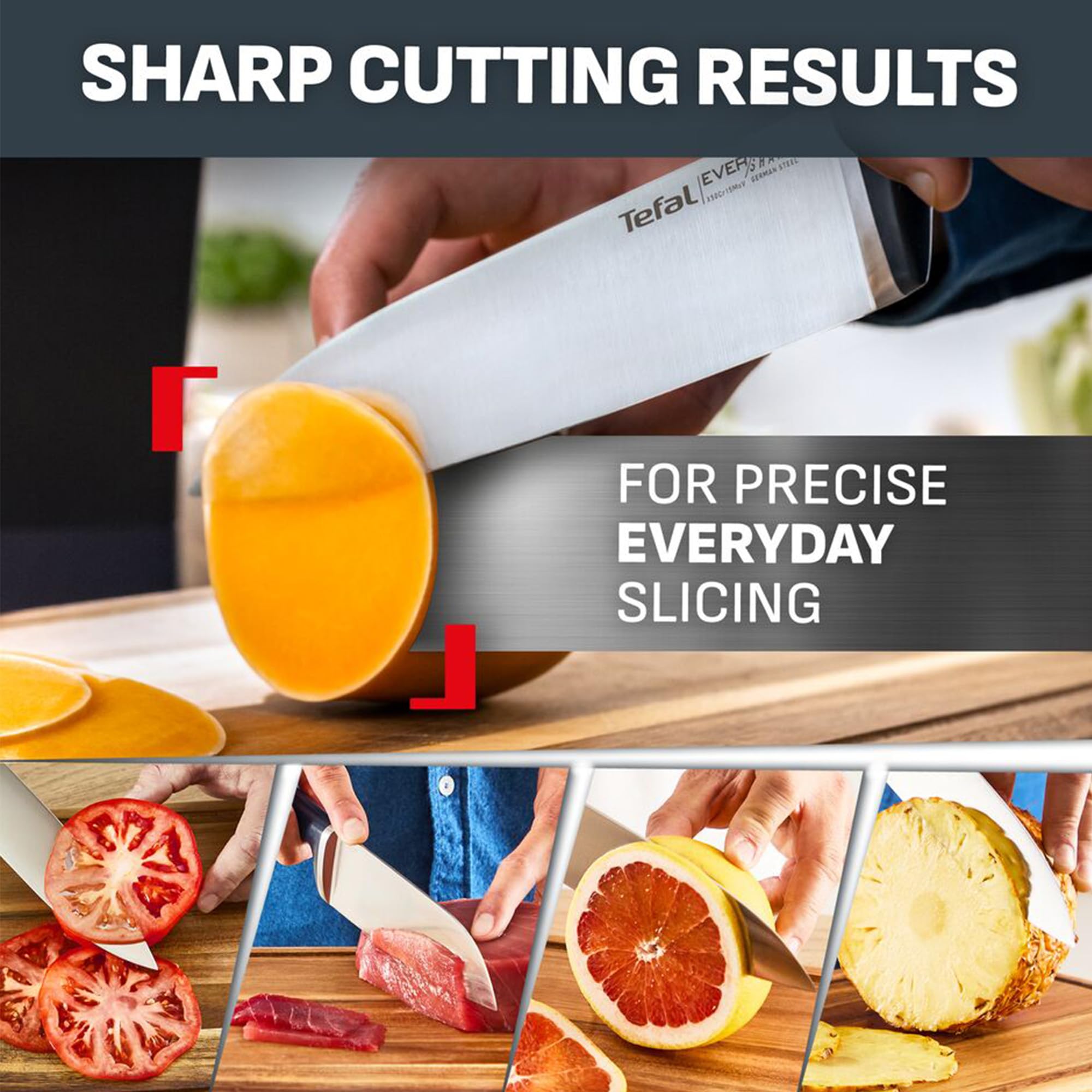 Tefal EverSharp Pro 6-Pc Knife Set with Automatic Sharpener | German Stainless Steel | K297S744 7