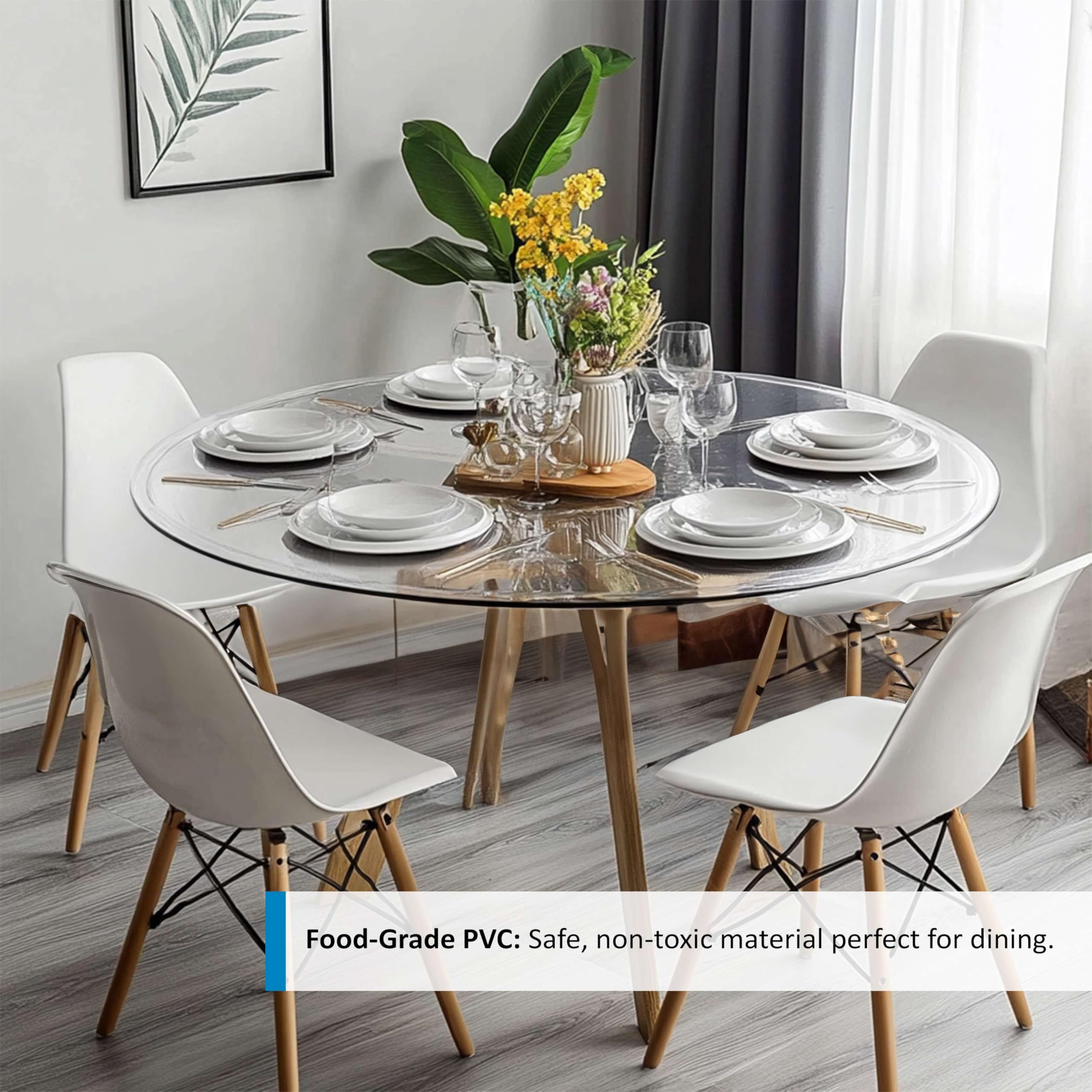 Nicoman Round Clear PVC Table Protector - 120cm Diameter | 2mm Thick | Food Grade 3