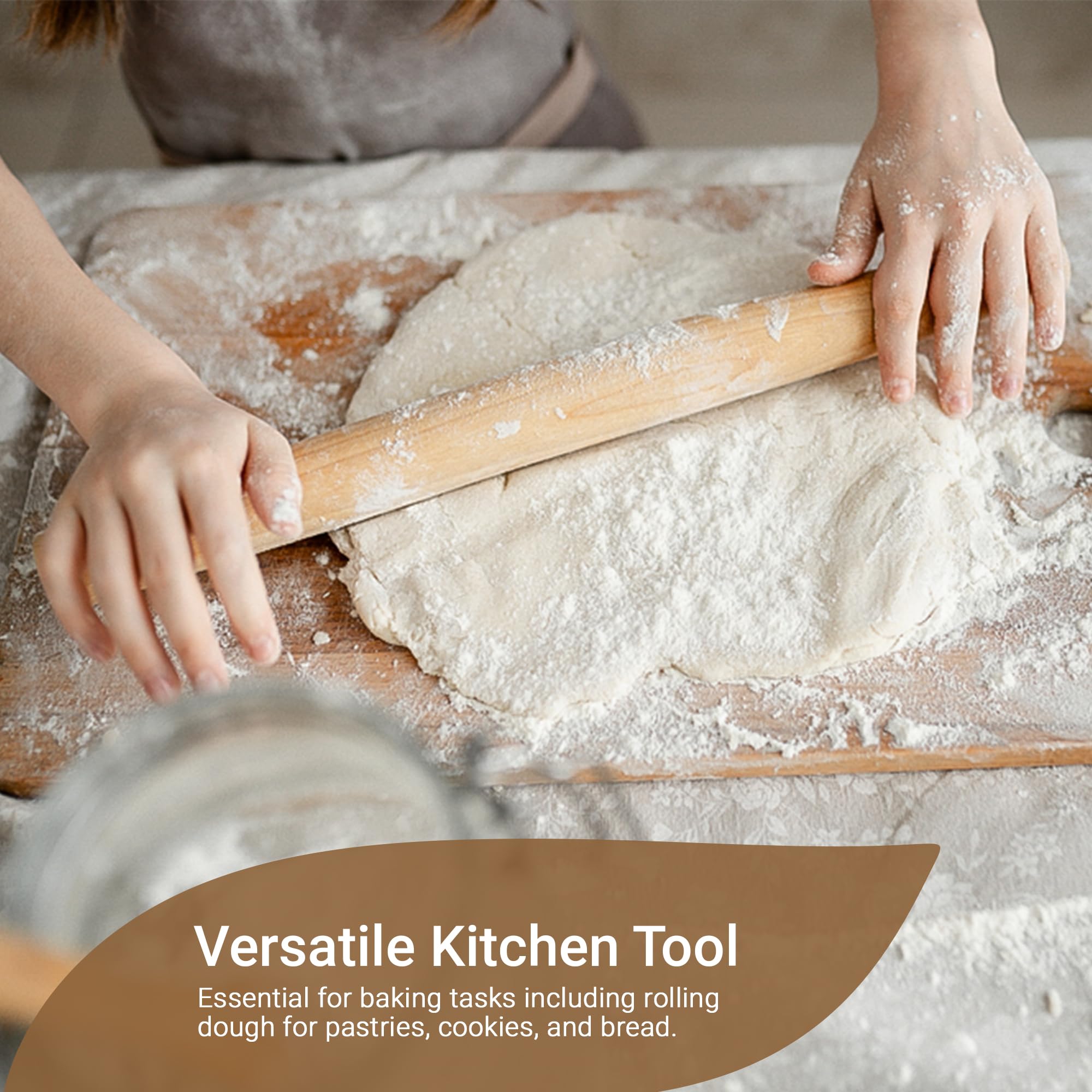 Dexam Beech Rolling Pin - 40cm Length | Premium Wood Construction | Beige 5