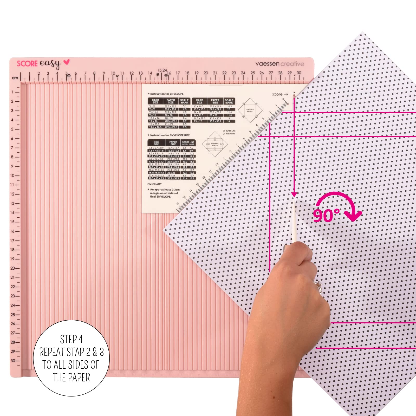 Vaessen Creative Scoring Board CM with Bone Folder and Ruler | 30.5 x 30.5 cm Scoring Area 8
