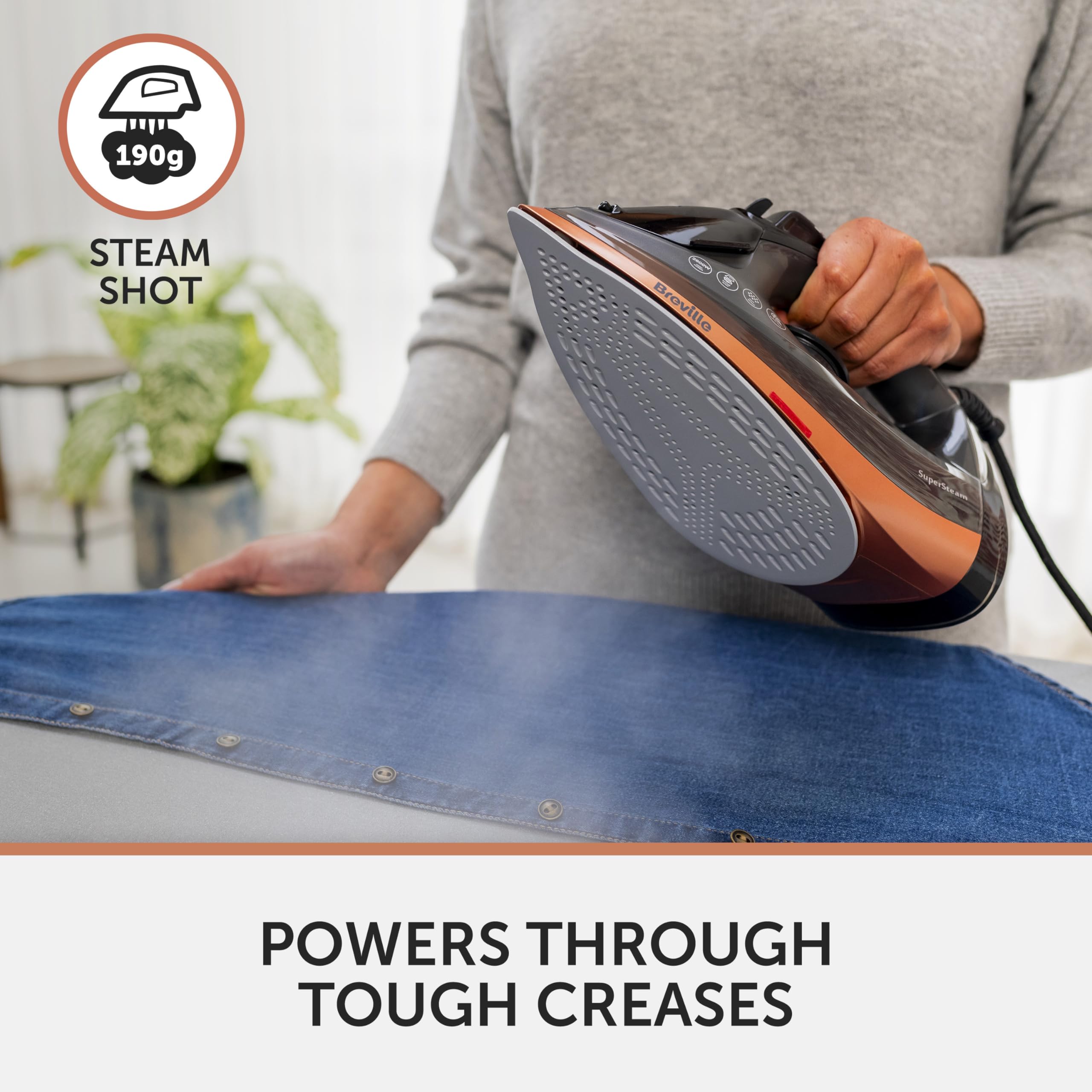 Breville SuperSteam Steam Iron - 2600W Power | 190g/min Steam Shot | Ceramic Soleplate 3