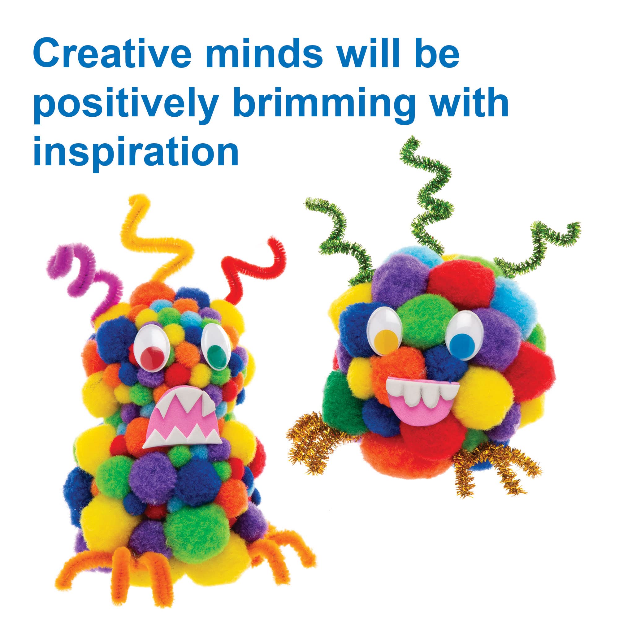 Baker Ross Rainbow Colours Pom Poms Value Pack - 200 Pieces | 3 Assorted Sizes | 7 Colours 5
