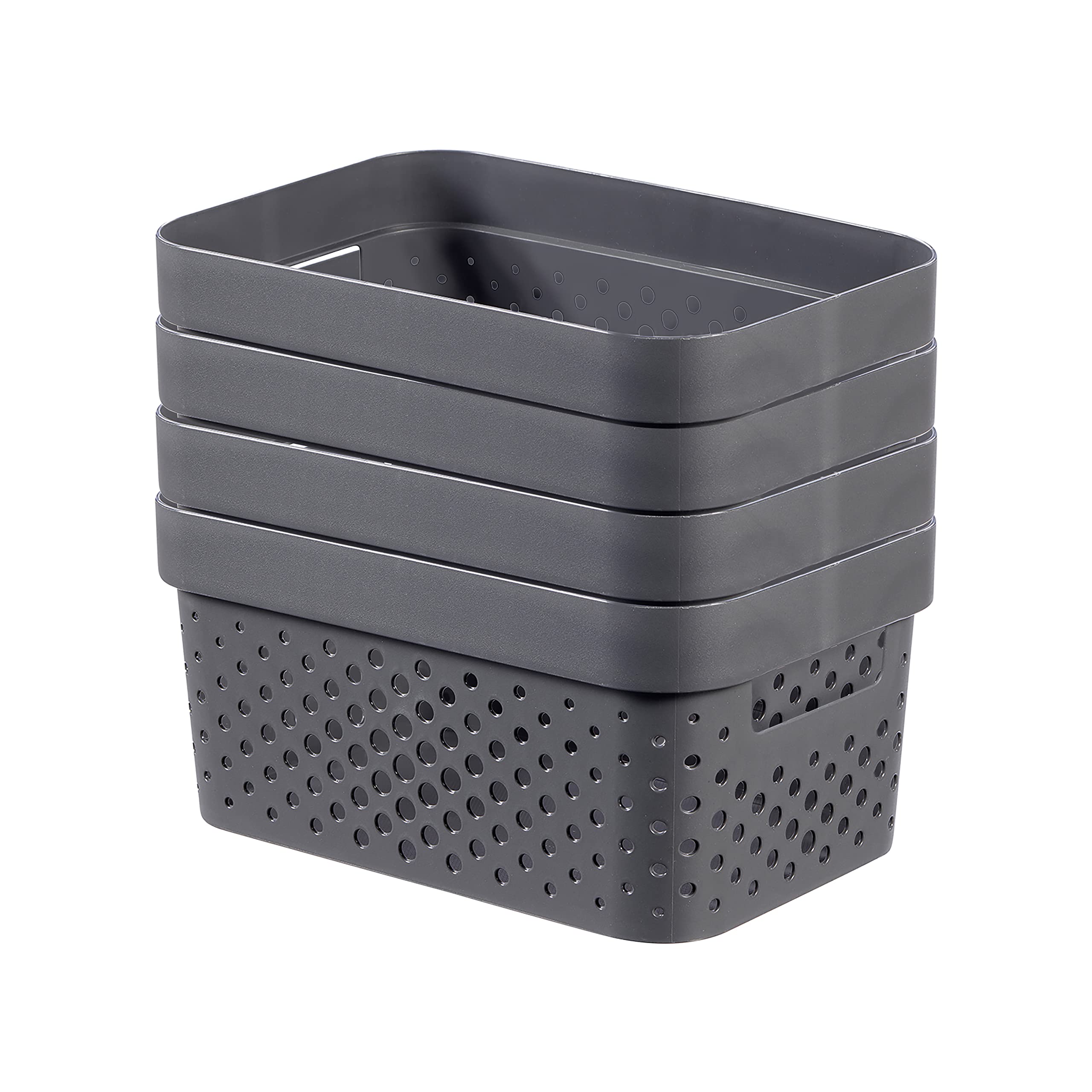 CURVER Infinity Dots Set of 4 Rectangular 4.5L Storage Boxes | 100% Recycled Resin | Dark Grey 7