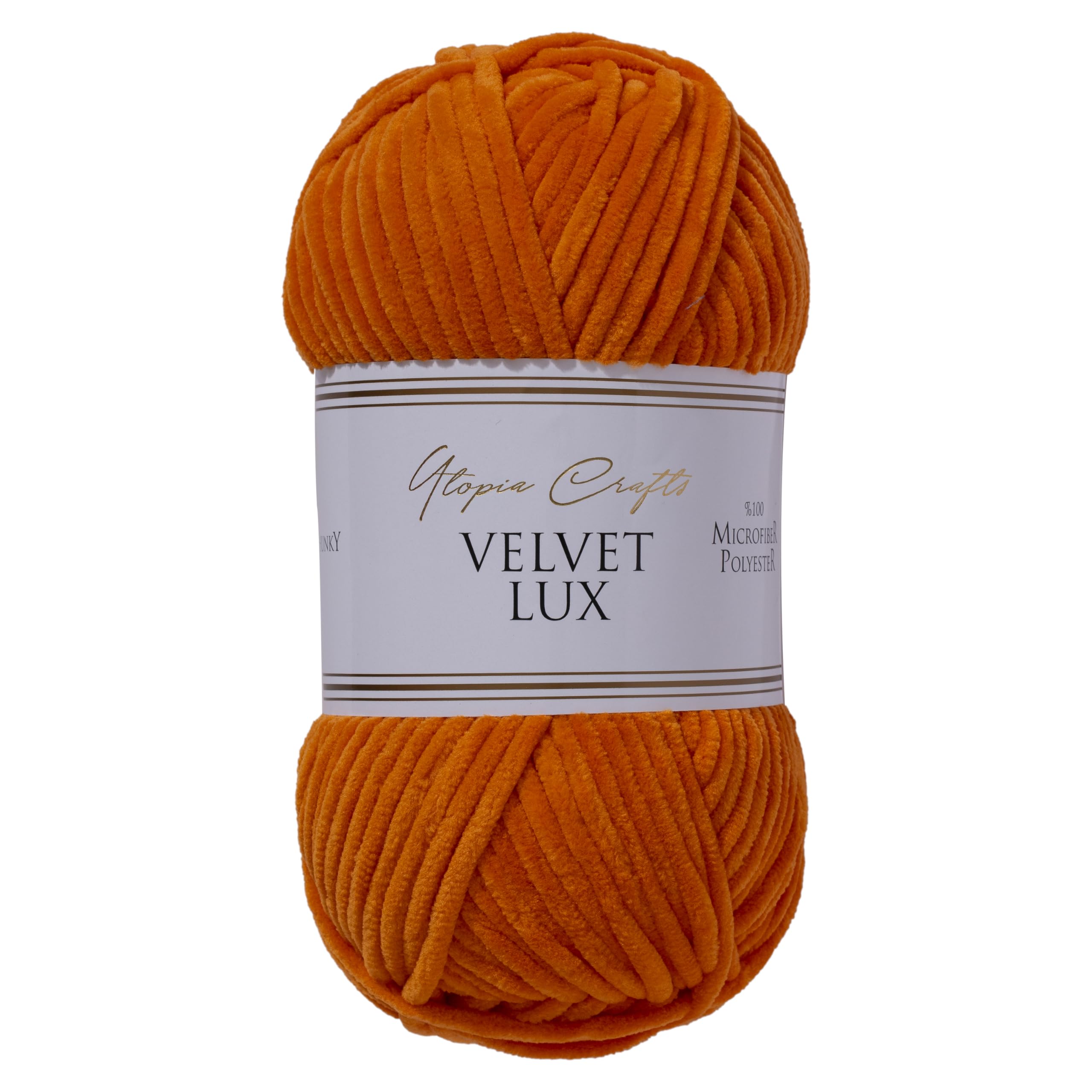 Utopia Crafts Velvet Lux Chenille Chunky Yarn - Super Soft Polyester | 100g | Rusty Orange 1
