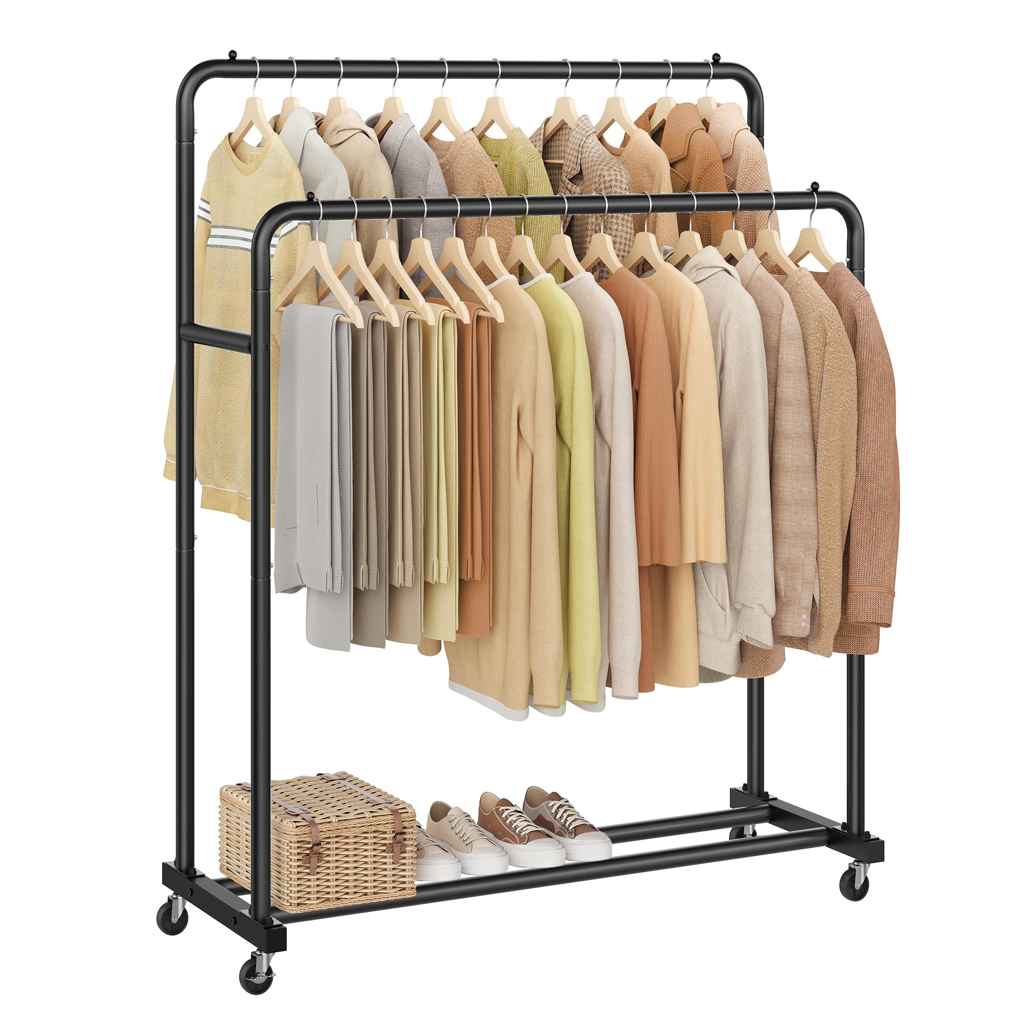 SONGMICS Clothes Rack on Wheels - 90kg Capacity, Ink Black | 110cm Wide Rails 1