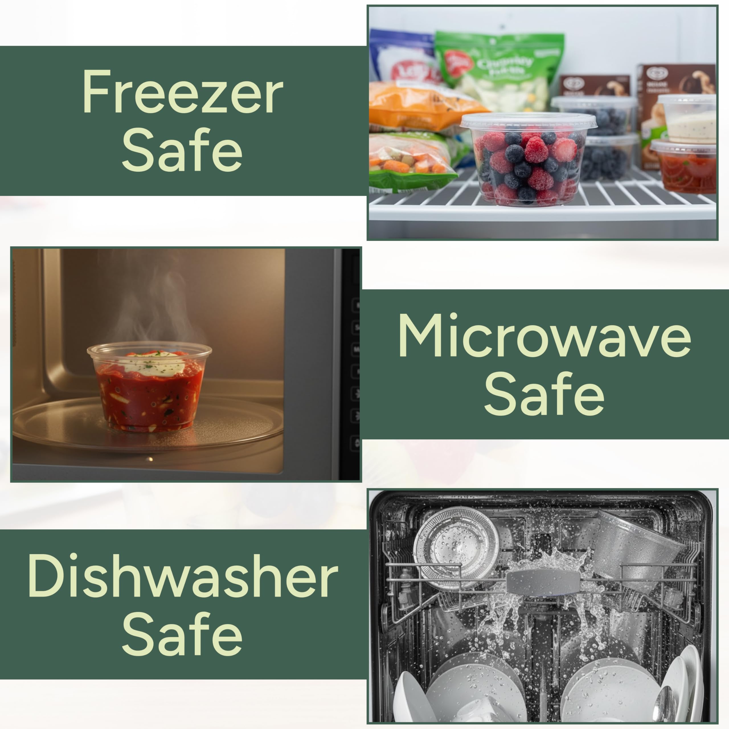 Zuvo Plastic Sauce Containers with Lids - 4 OZ (50 Pack) - Round, Microwavable, Reusable 6