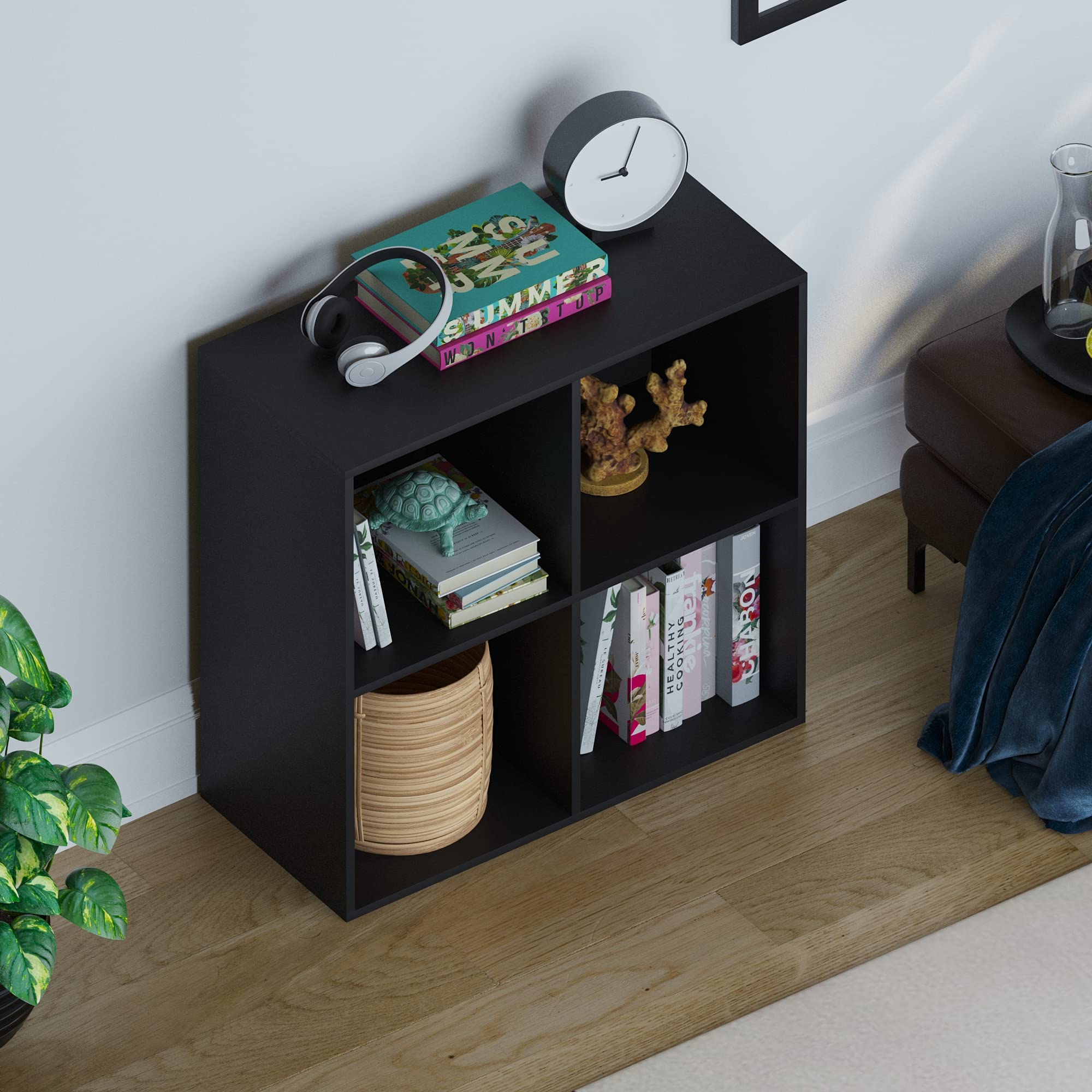 Vida Designs Durham Cube Bookcase - 4 Cube Storage | Black | MDF & Chipboard 6