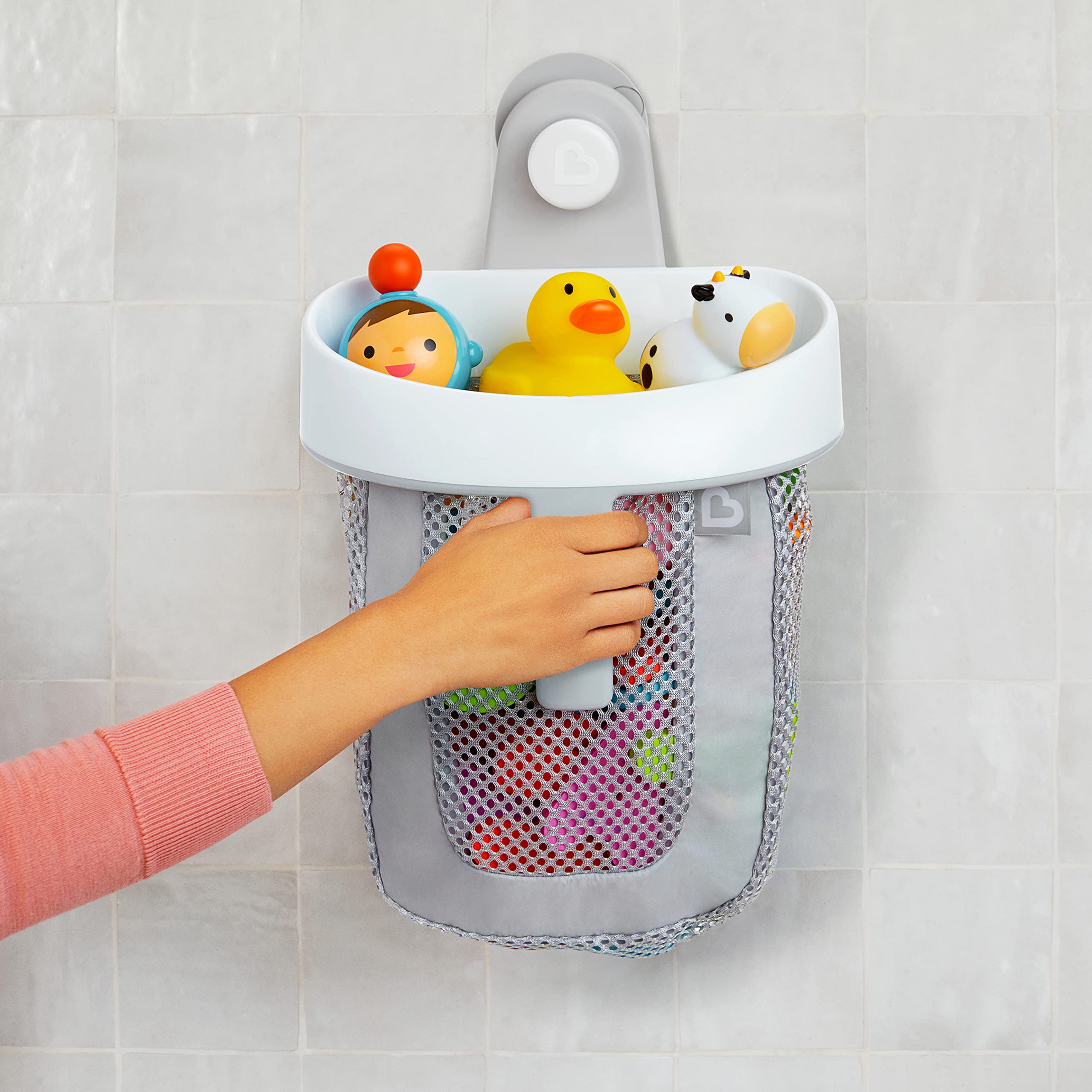 Munchkin Super Scoop Bath Toy Organiser - Grey | Medium Size | Portable Storage 7
