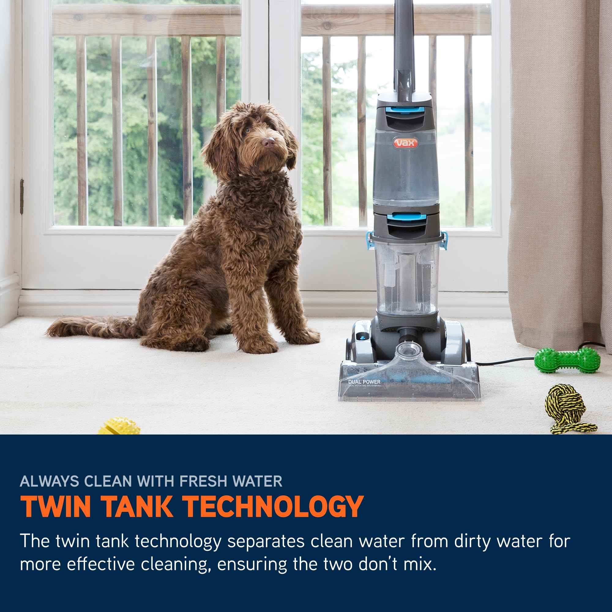 Vax Dual Power Pet Advance Carpet Cleaner - Dual Rotating Brushbars | Twin Tank Technology | 2.4m Hose 8