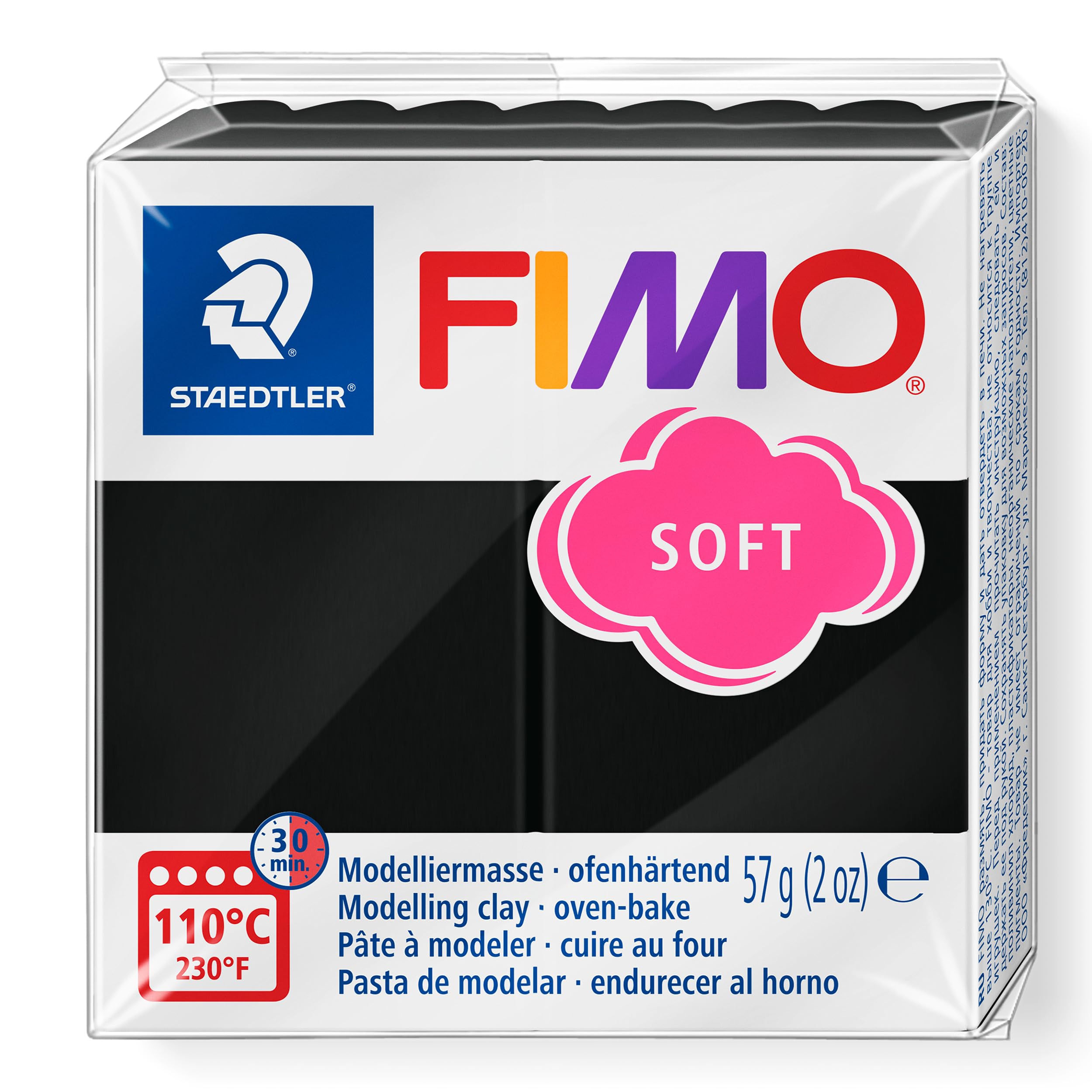 STAEDTLER Fimo Soft Modelling Clay - Oven-Hardening Polymer Clay | Black | 57 g 1