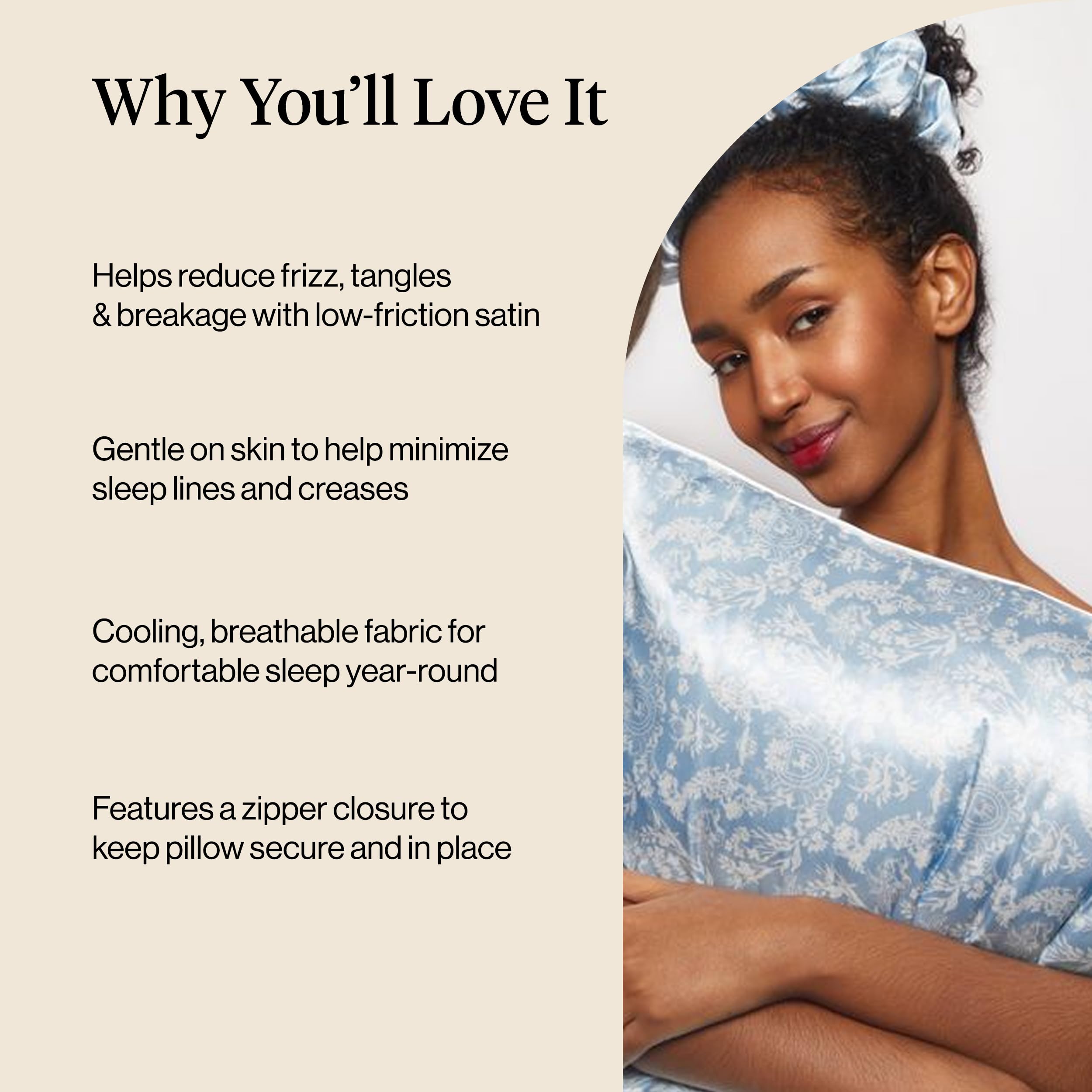 Kitsch Bridgerton x Satin Pillowcase with Zipper Closure - Standard/Queen Size, Polyester 5