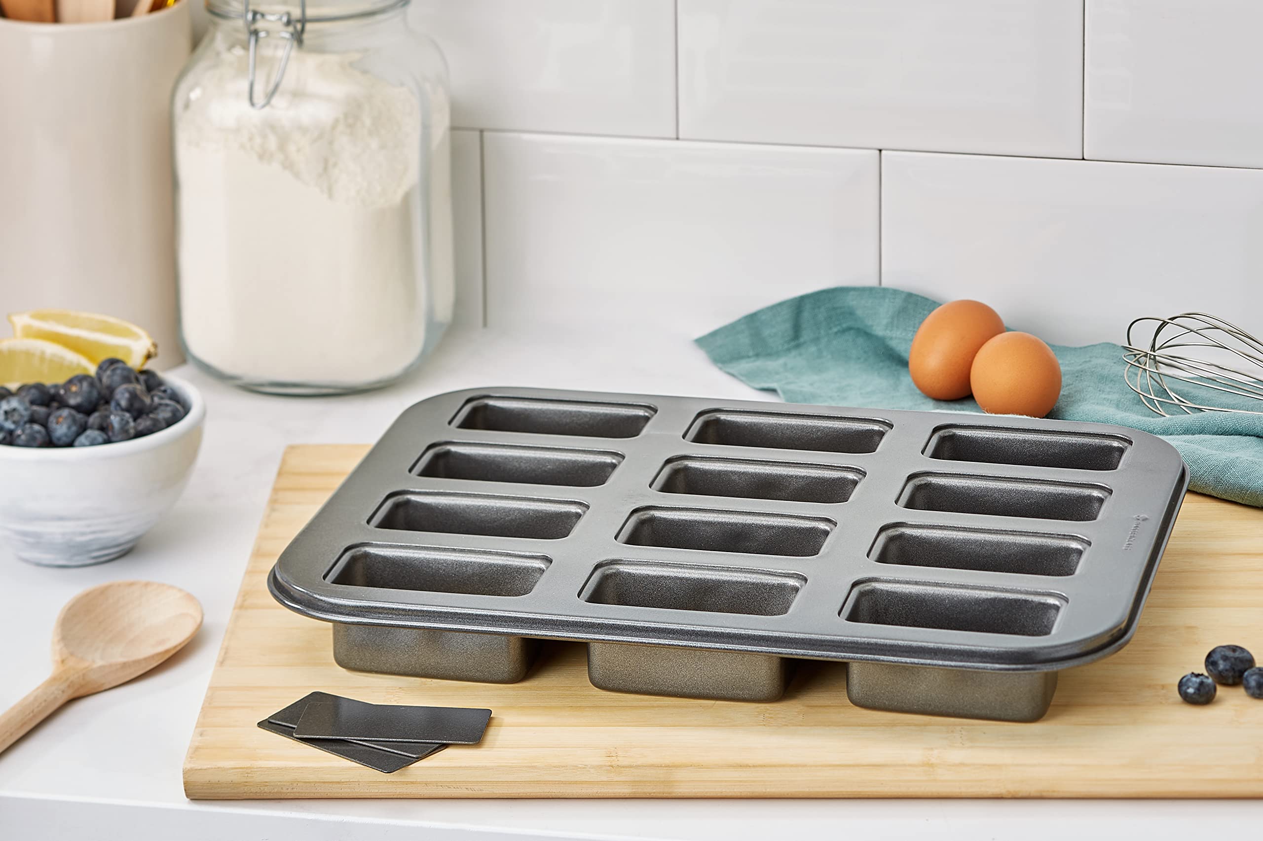 MasterClass 12-Hole Mini Loaf Pan with Loose Bases | Robust 1mm Carbon Steel | PFOA Non-Stick 2