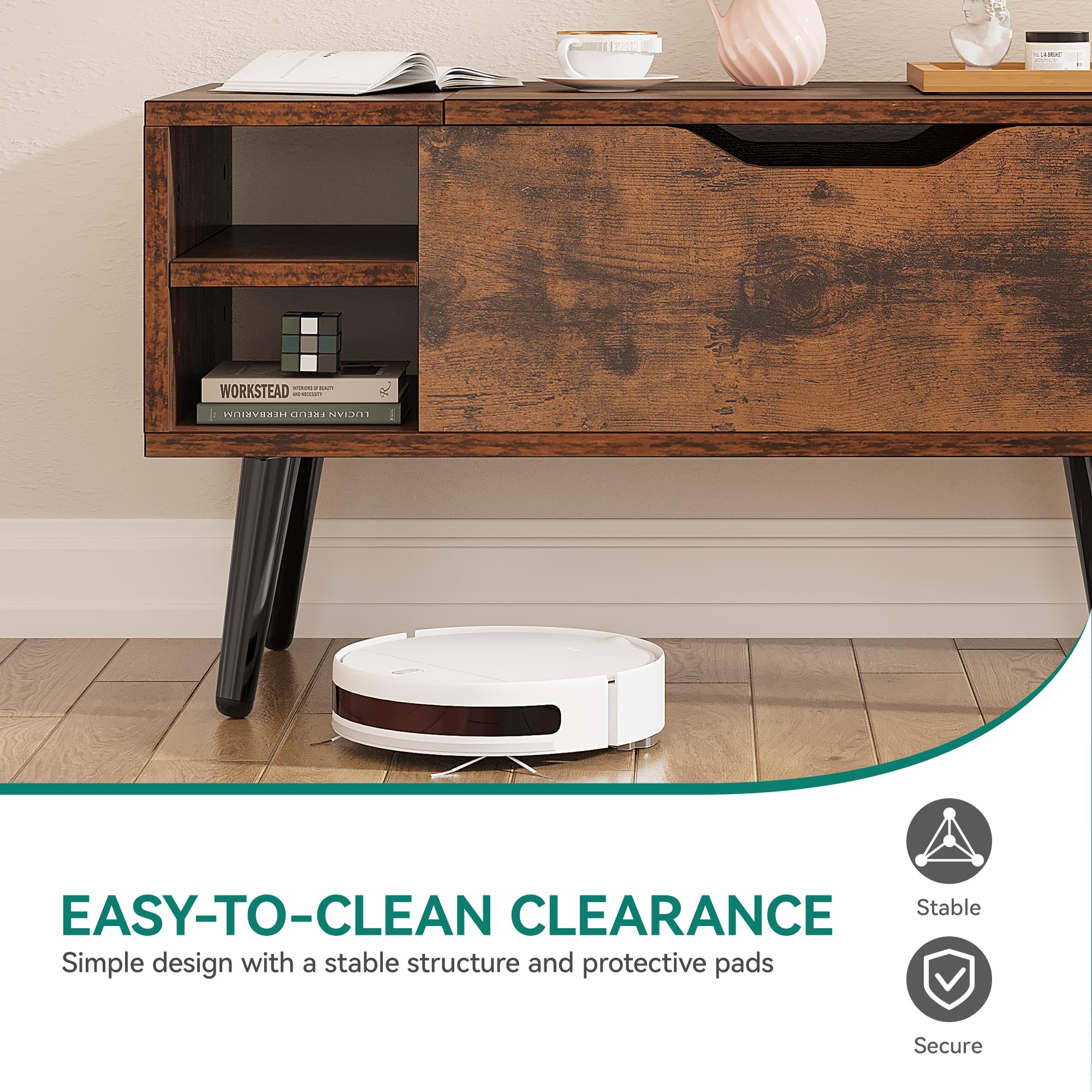 YITAHOME Lift Top Coffee Table - Rustic Brown | Hidden Storage | Removable Side Drawer | 80 x 40 x 61.5 cm 4