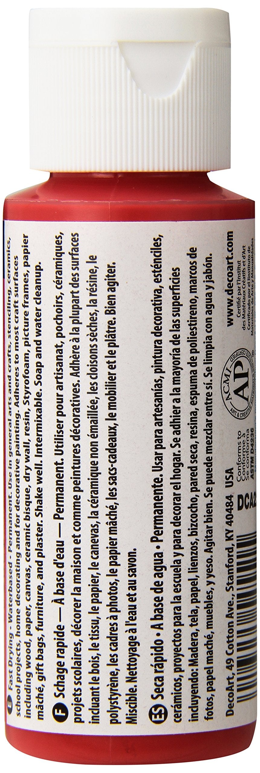 DecoArt Crafters Acrylic Paint - Bright Red | 59 ml Liquid | Fast-Drying 2