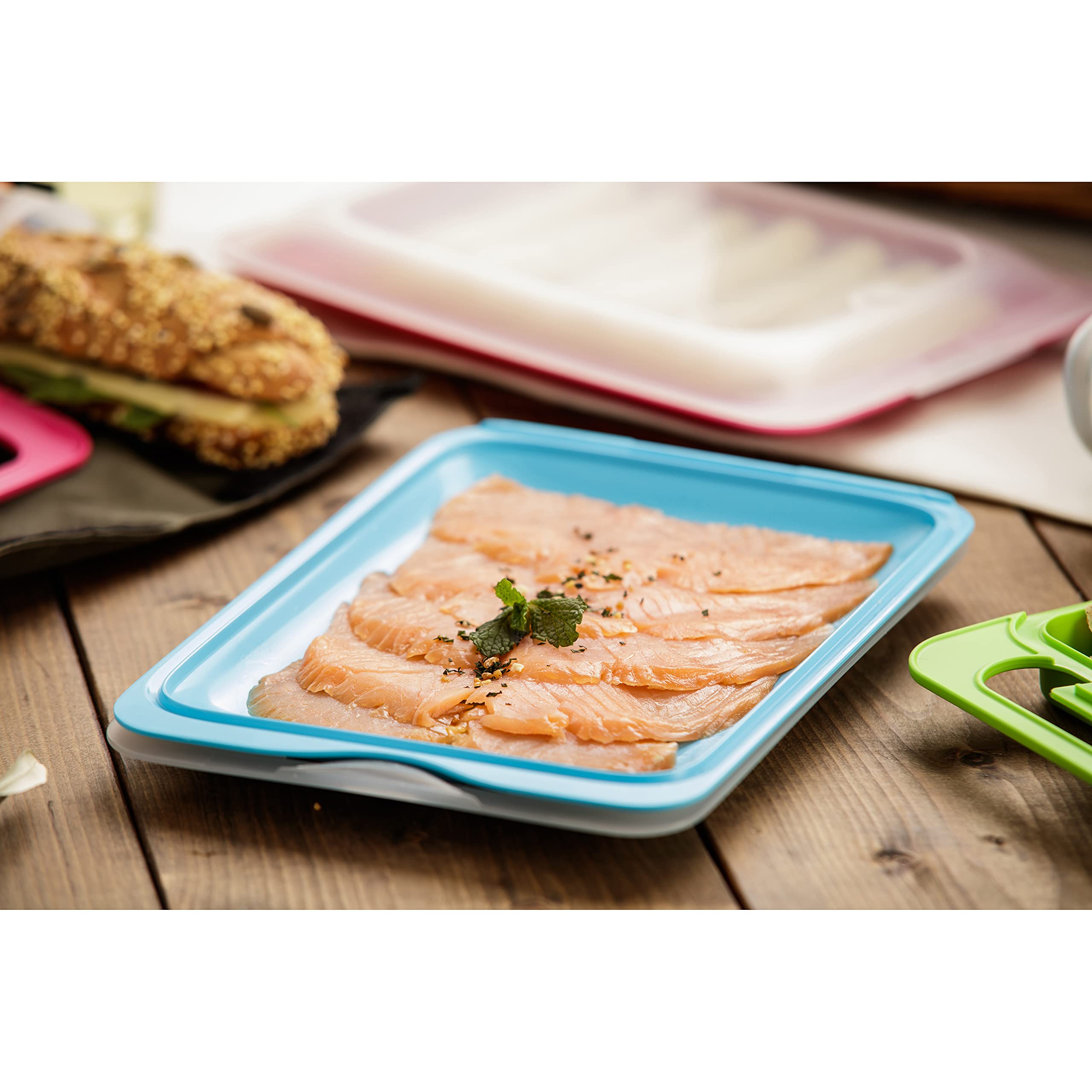 TATAY Set of 4 Cold Meat Containers - Stackable, Fridge/Freezer/Microwave Safe | 17 x 3.2 x 25.2 cm 3