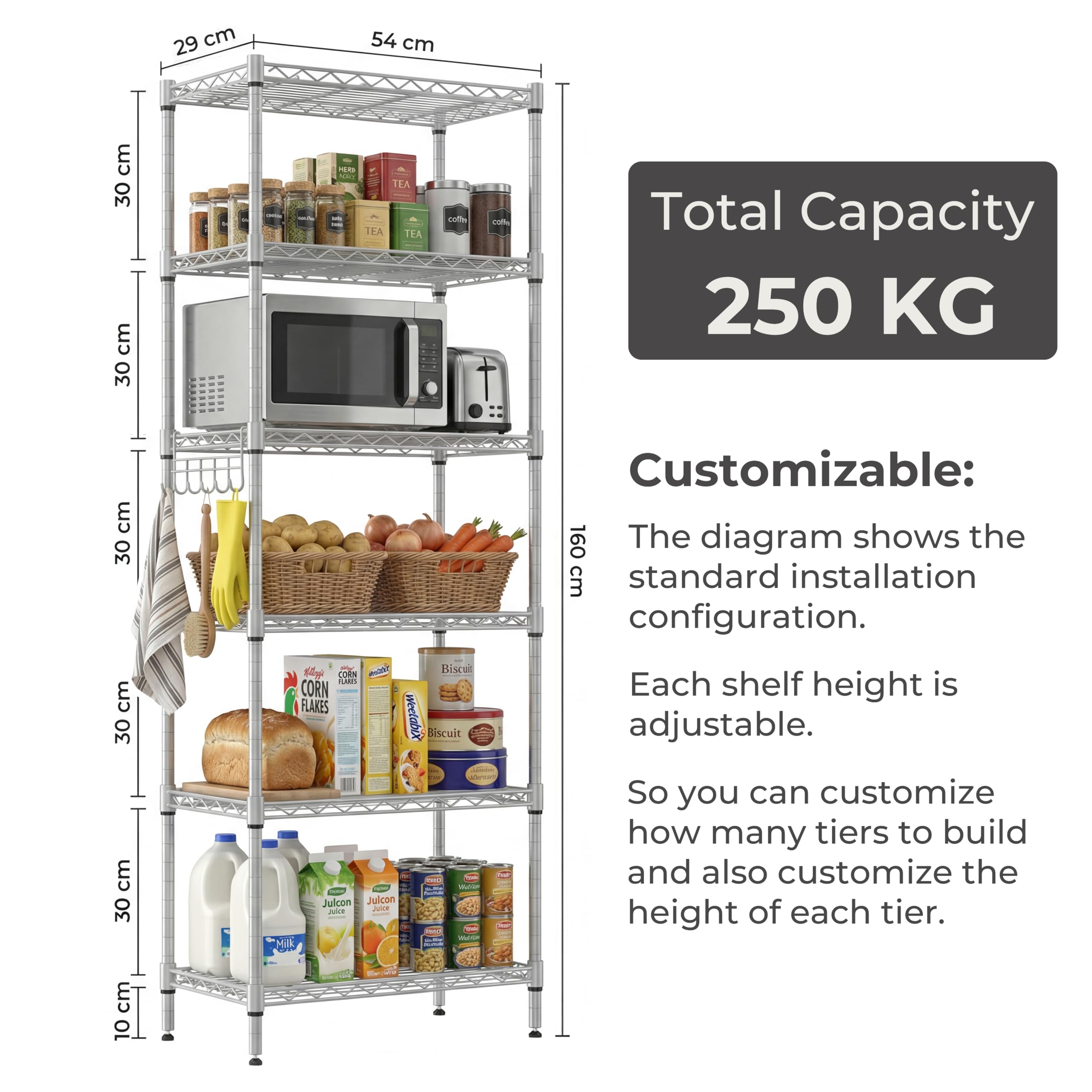 Himimi 6-Tier Wire Shelving Unit Metal Storage Rack | 550lb Capacity | Adjustable Shelves 3