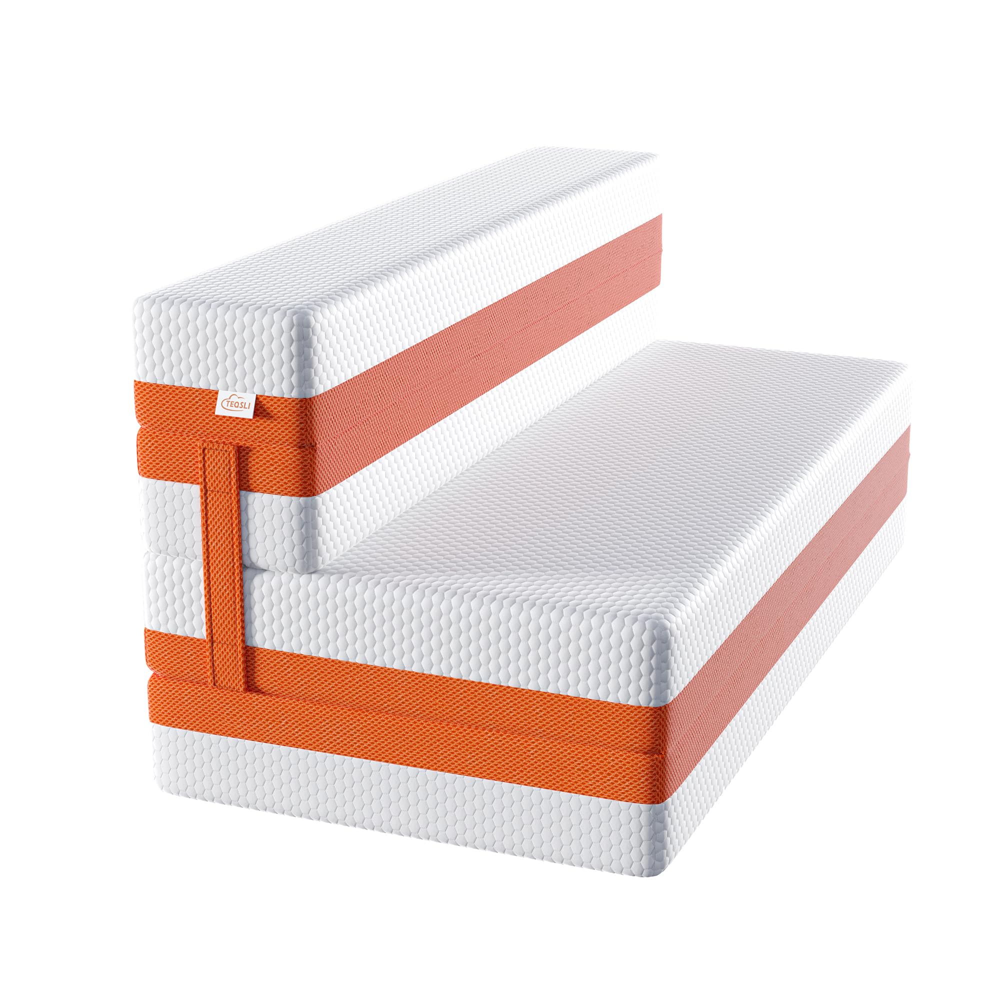 TeQsli Folding Mattress - 15cm Single Memory Foam, OEKO-TEX & CertiPUR-US Approved | Portable 2