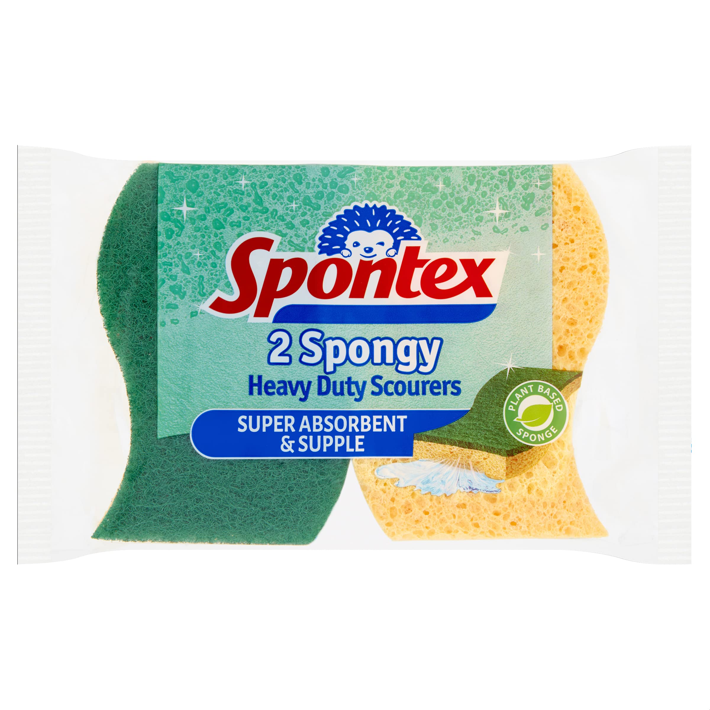 Spontex Heavy Duty Super Absorbent Scourers - Biodegradable Sponge, 2 Count 1
