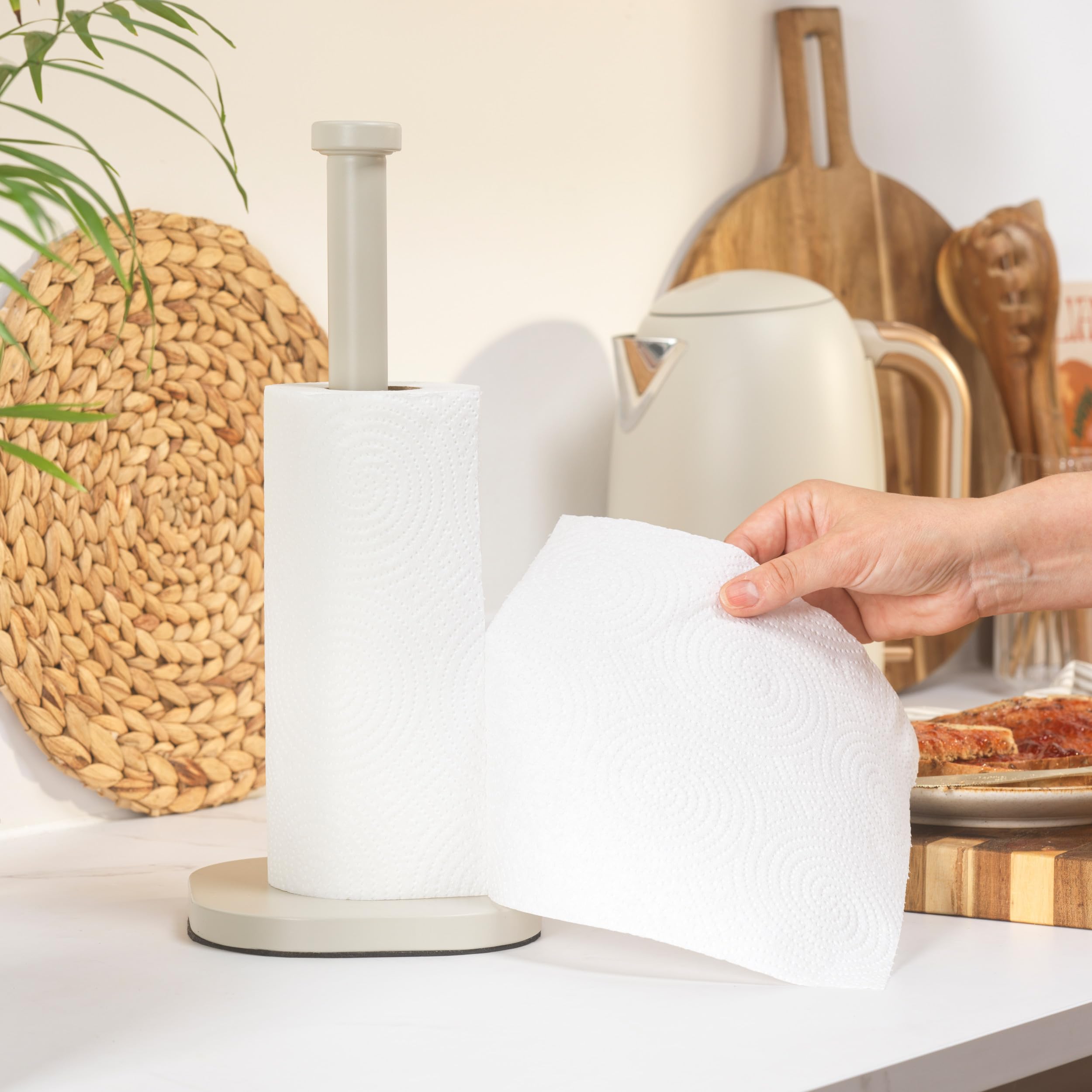 Salter Pebble Freestanding Paper Towel Holder - Carbon Steel | Beige | 15 x 34cm Footprint 4