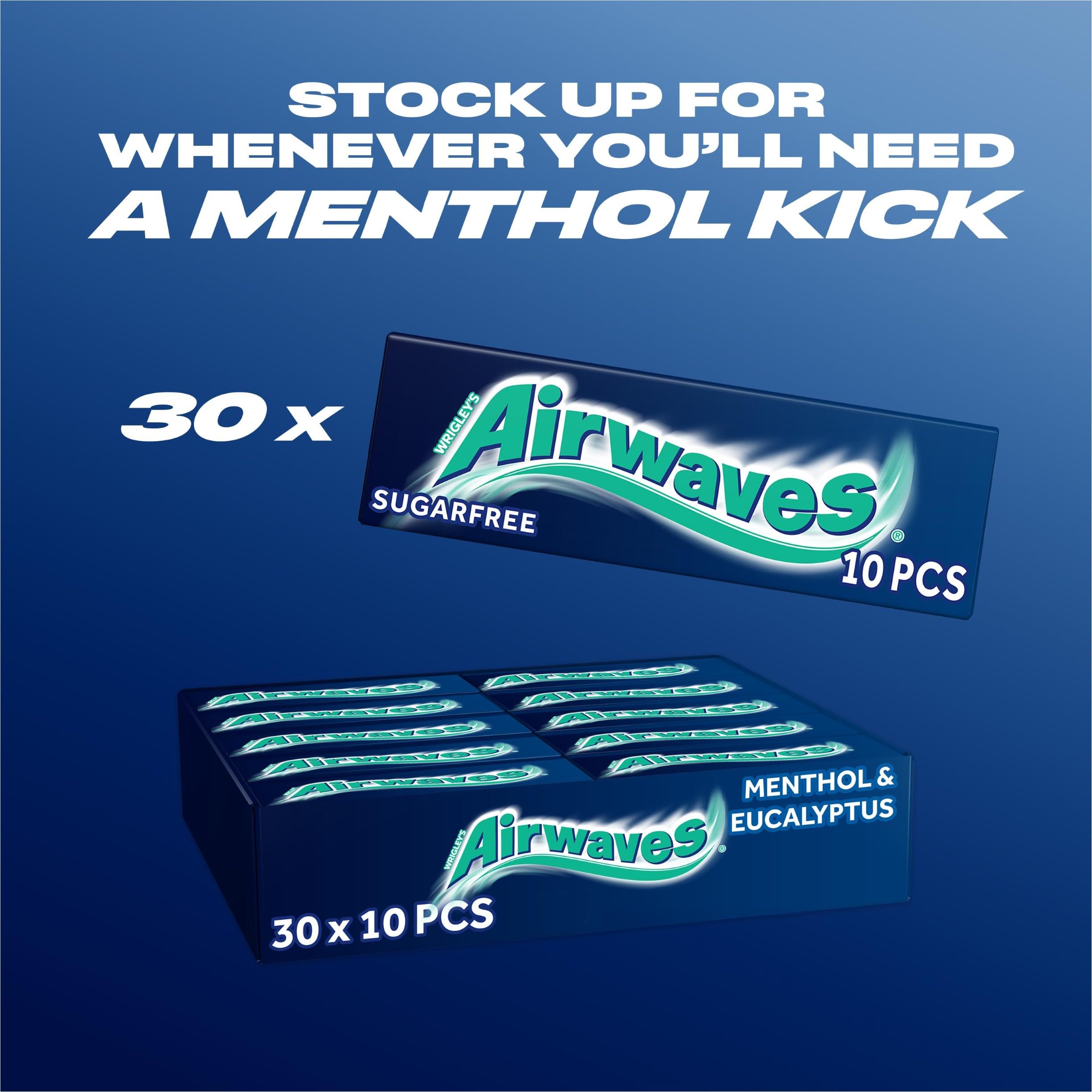 Airwaves Chewing Gum Extreme - Sugar Free Menthol & Eucalyptus | 30 Packs of 10 Pieces (300 Total) 9