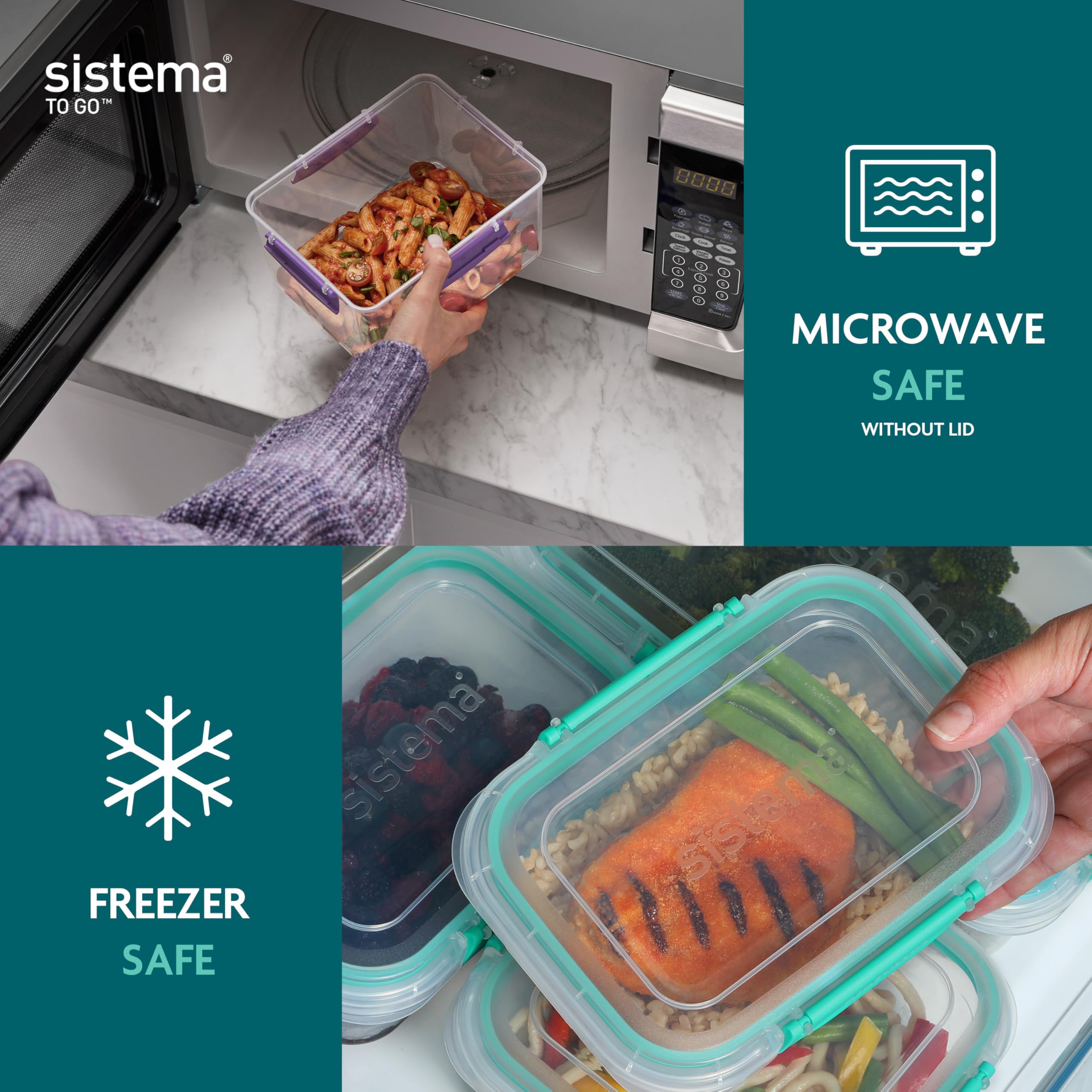 Sistema TO GO Bento Box Cube - 1.25 L Capacity | Minty Teal Lunch Box with Snack Pot | BPA-Free 5
