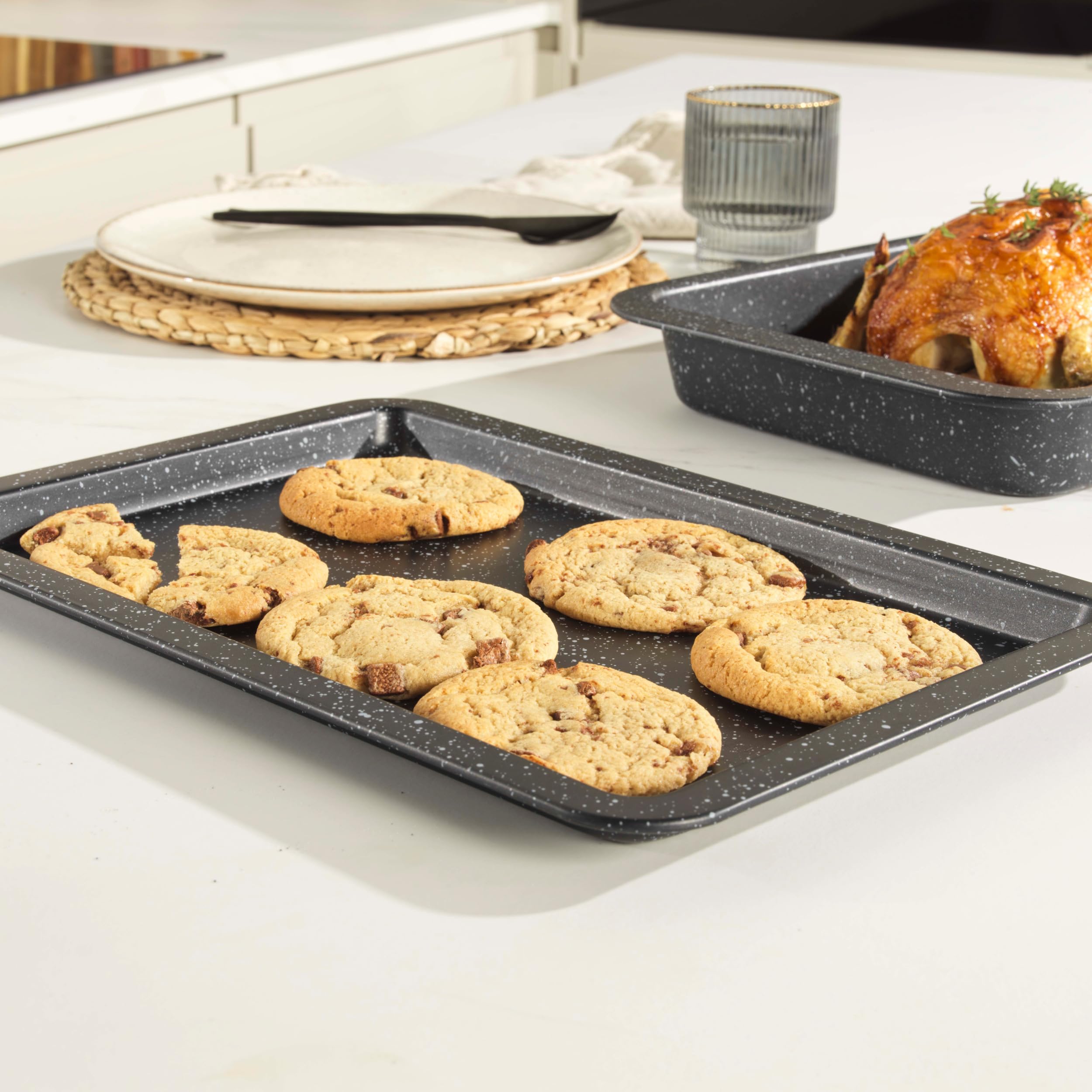 Salter Megastone BW07033EU7 Baking Tray - 37cm Carbon Steel, Ultra Non-Stick | Oven Safe 220°C 4