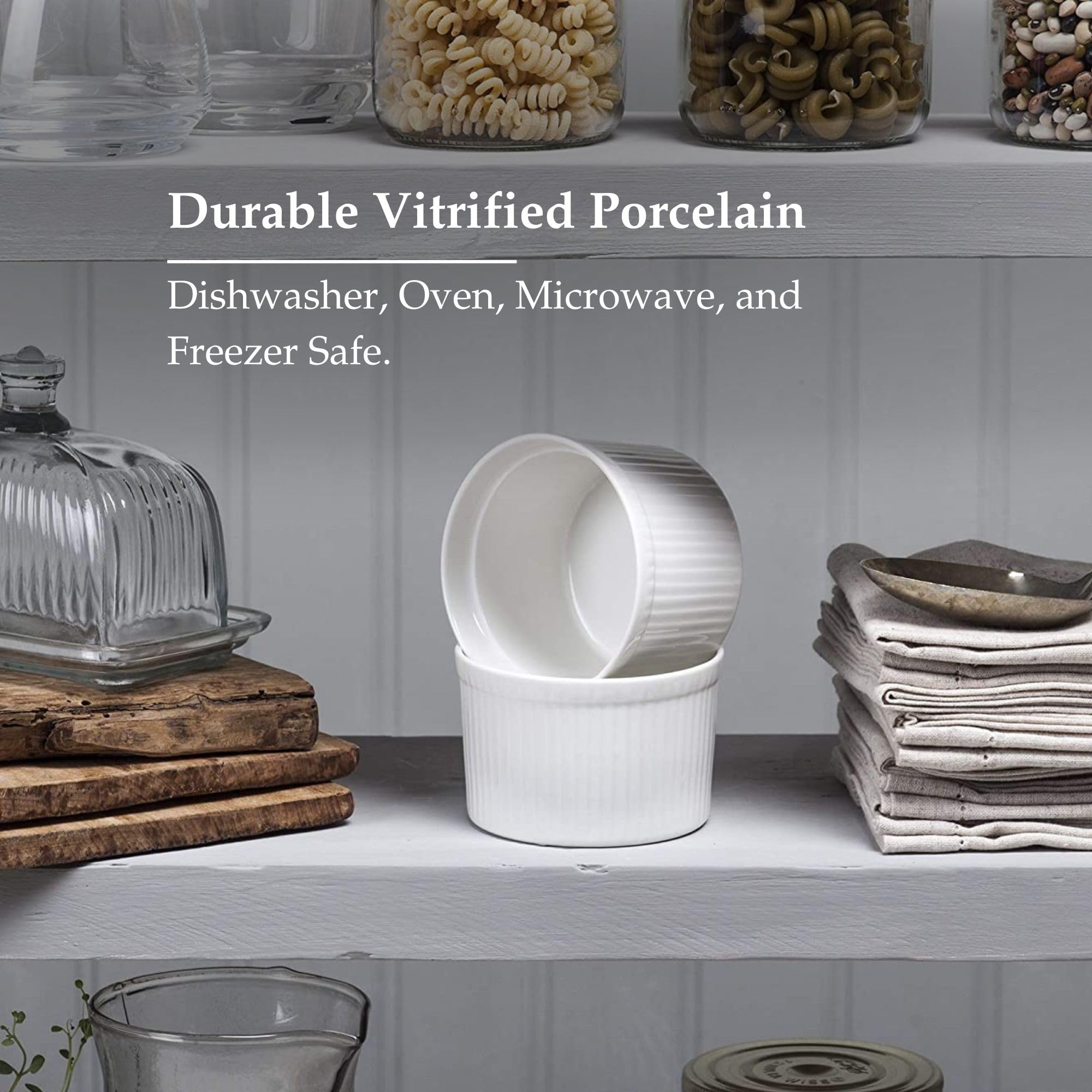 WM Bartleet & Sons 1750 Deep Porcelain Ramekins - Set of 2 | 10cm Diameter | Oven Safe 6