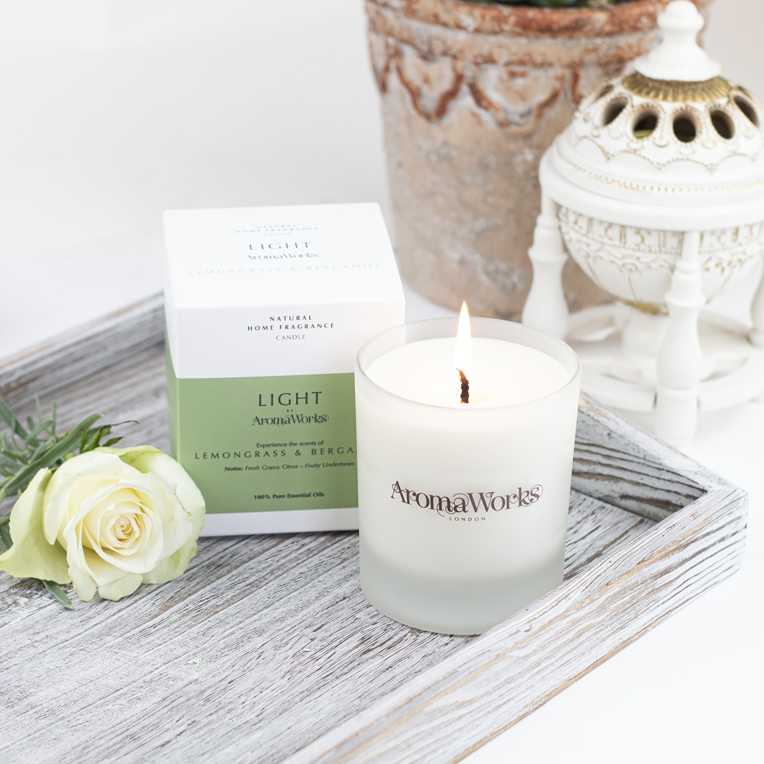 AromaWorks London Lemongrass & Bergamot Scented Candle - 36 Hour Burn Time | Soy Wax 2