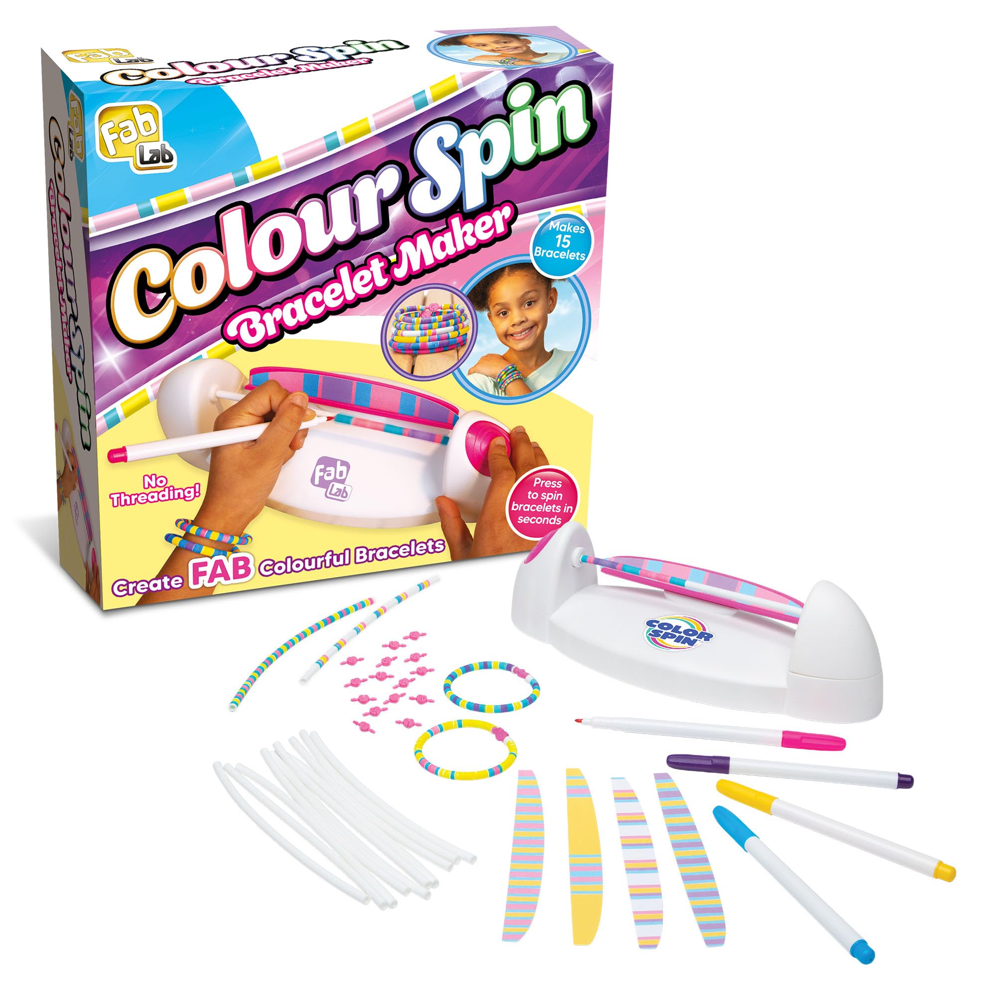FabLab Colour Spin Bracelet Maker - Creates Heishi-Style Bracelets | Makes 15 Bracelets | Ages 6+ 1