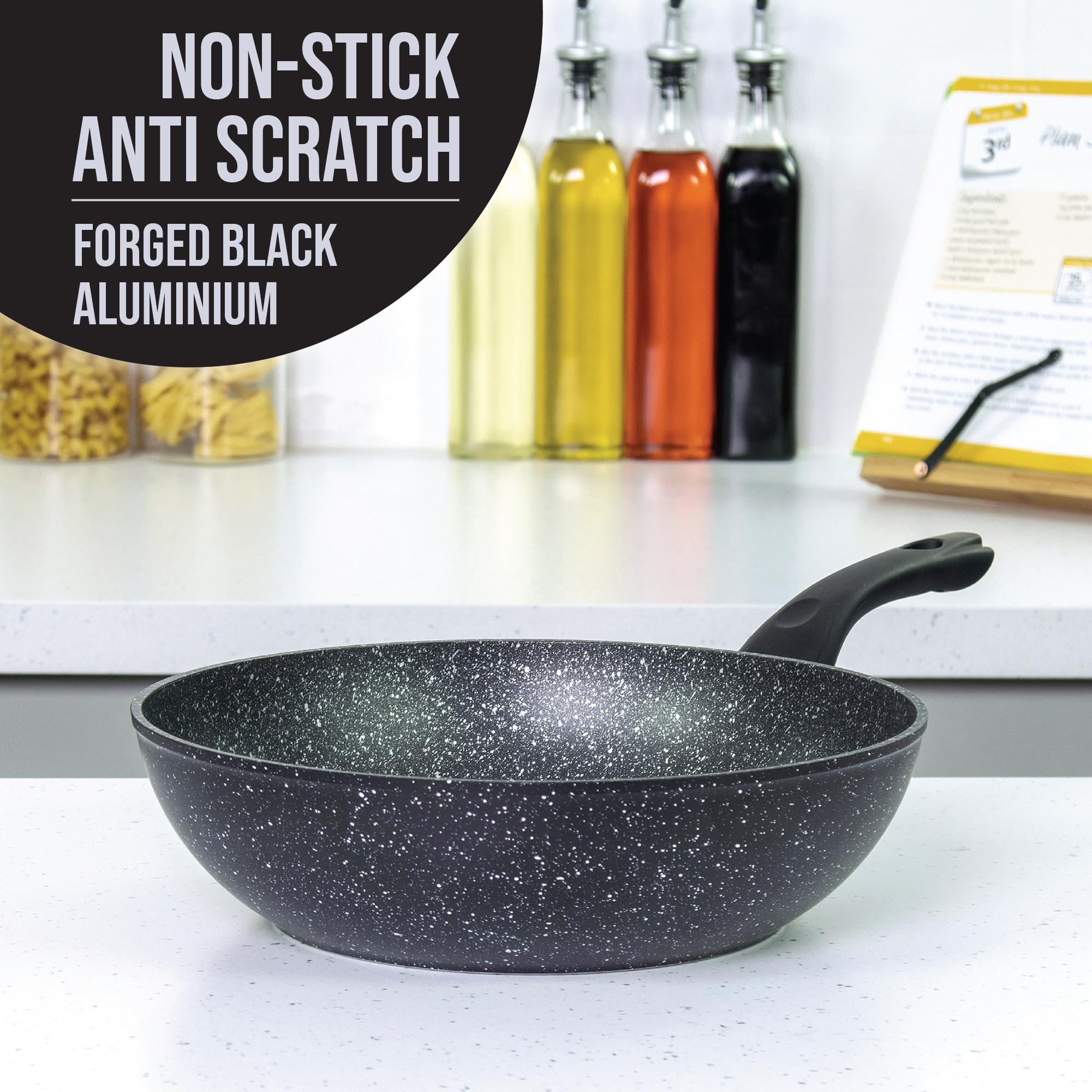 Blackmoor 66160 Classic 28cm Non-Stick Induction Wok | Forged Aluminium Base | Black Marble Effect 8