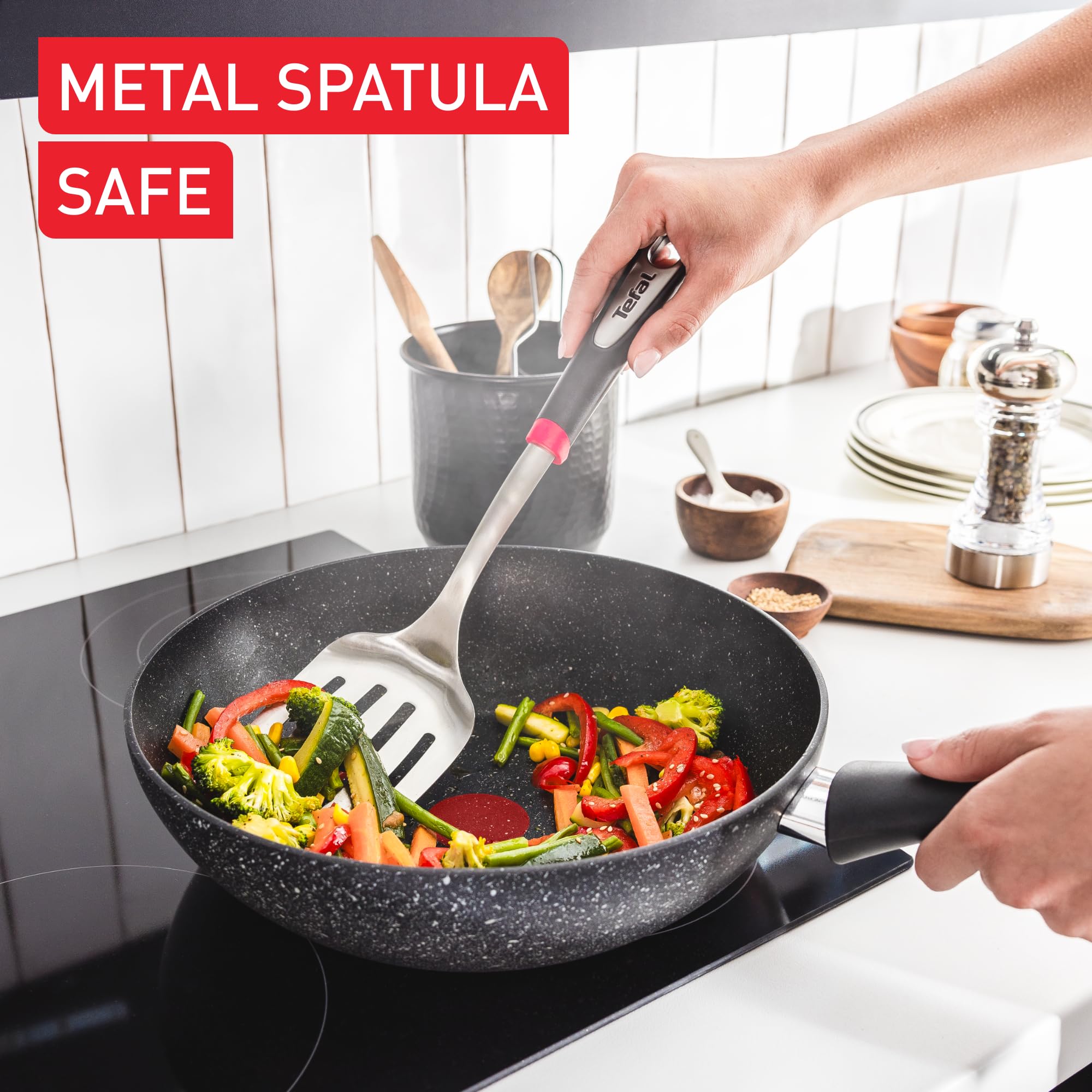 Tefal Titanium Stone Wok 28 cm - Metal Spatula Safe, Induction Compatible, Thermo-Signal | E1051945 3