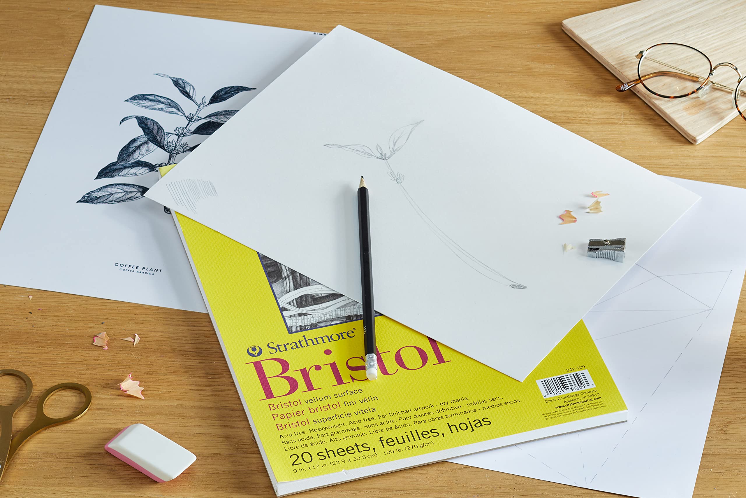 Strathmore Bristol Vellum Paper Pad - 9x12 Size | 20 Sheets | 470g Weight 2