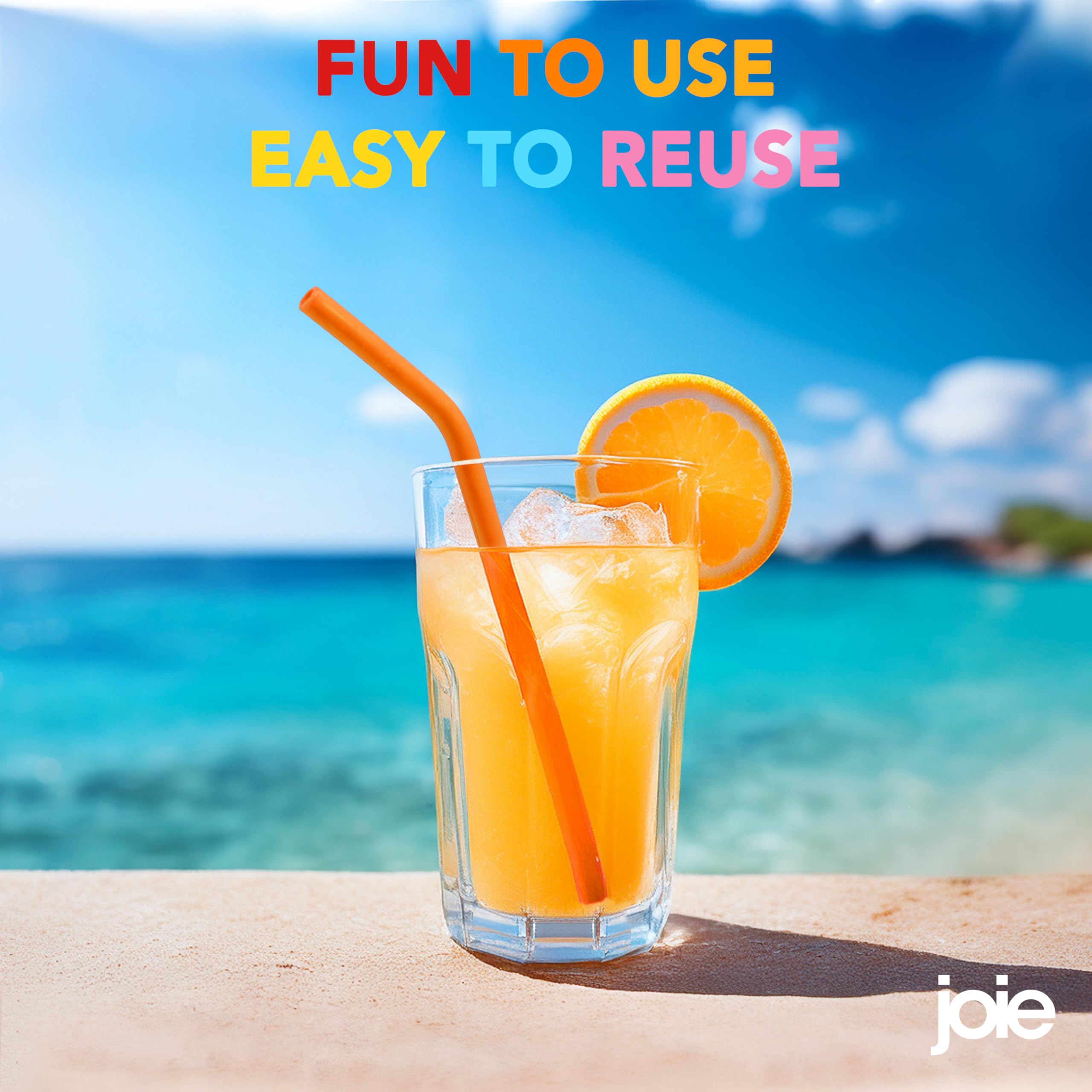 Joie Reusable Silicone Straws - Set of 6 with Cleaning Brush | Rainbow | BPA-Free 2
