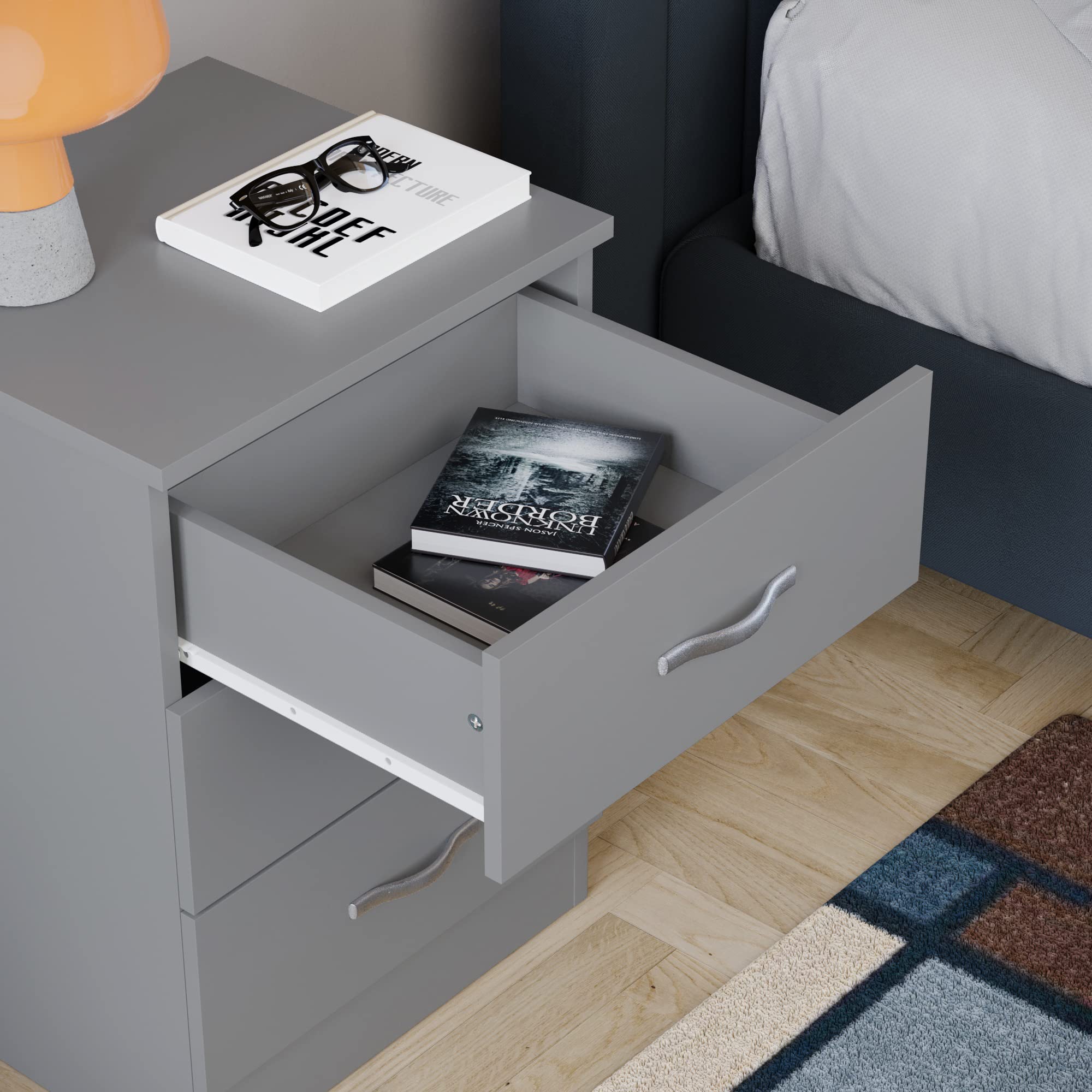 Vida Designs Riano Chest of Drawers - 3 Drawers | Grey | H 56 x W 40 x D 36 cm 5