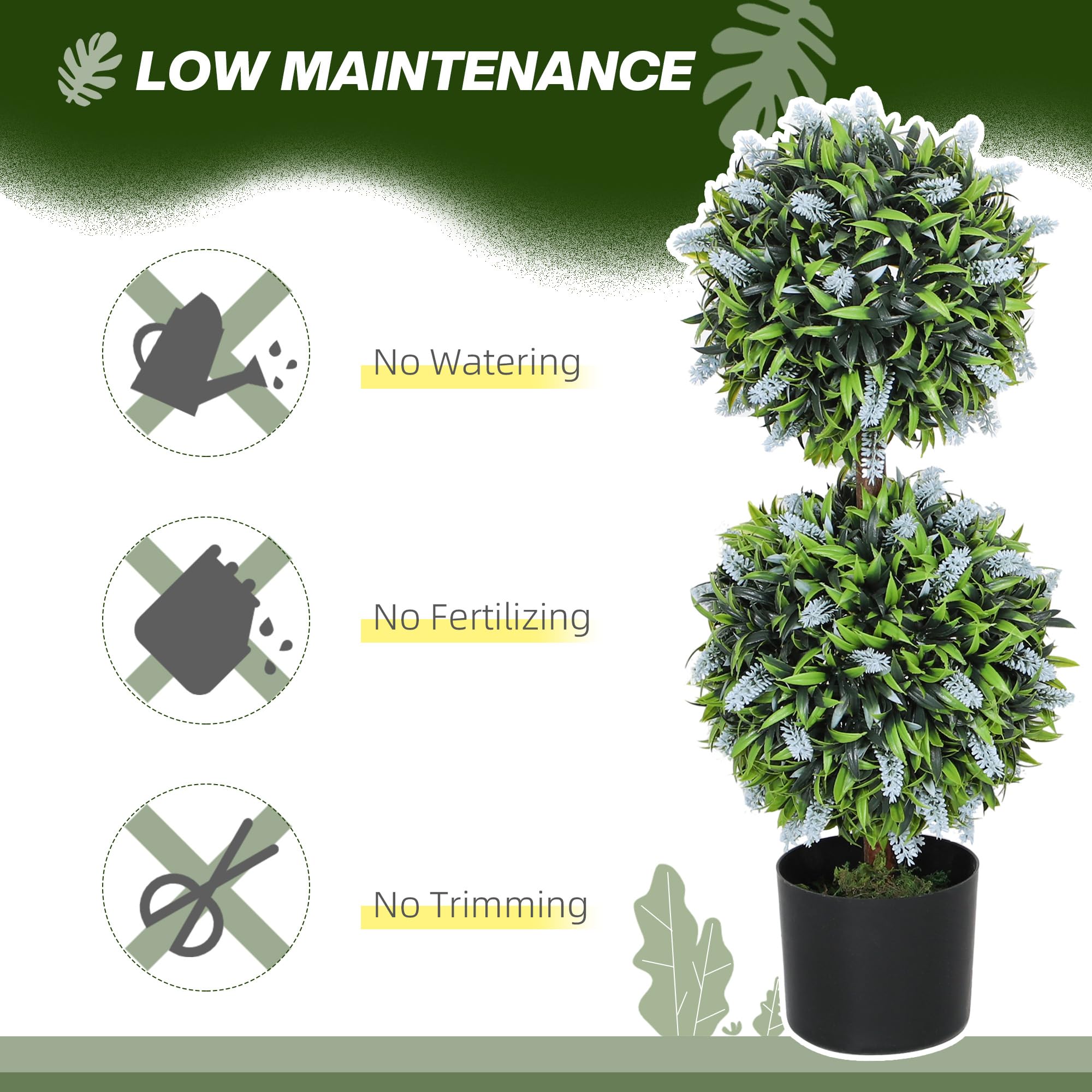 HOMCOM Set of 2 Artificial Lavender Trees | UV Resistant | Blue | 70cm Tall 4