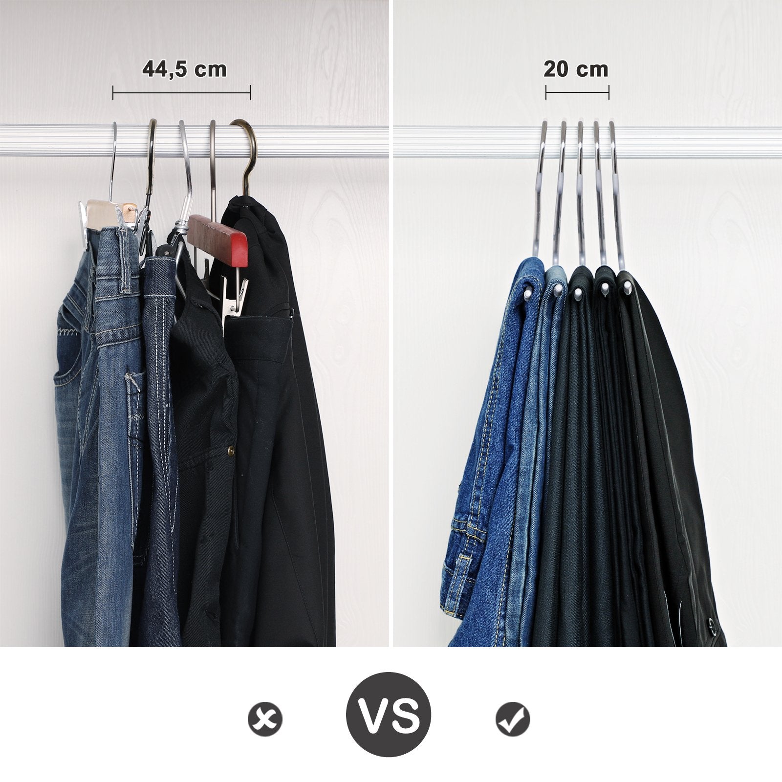 SONGMICS Pack of 20 Metal Trouser Hangers with Open End and Non-Slip Coating | 3kg Capacity 6