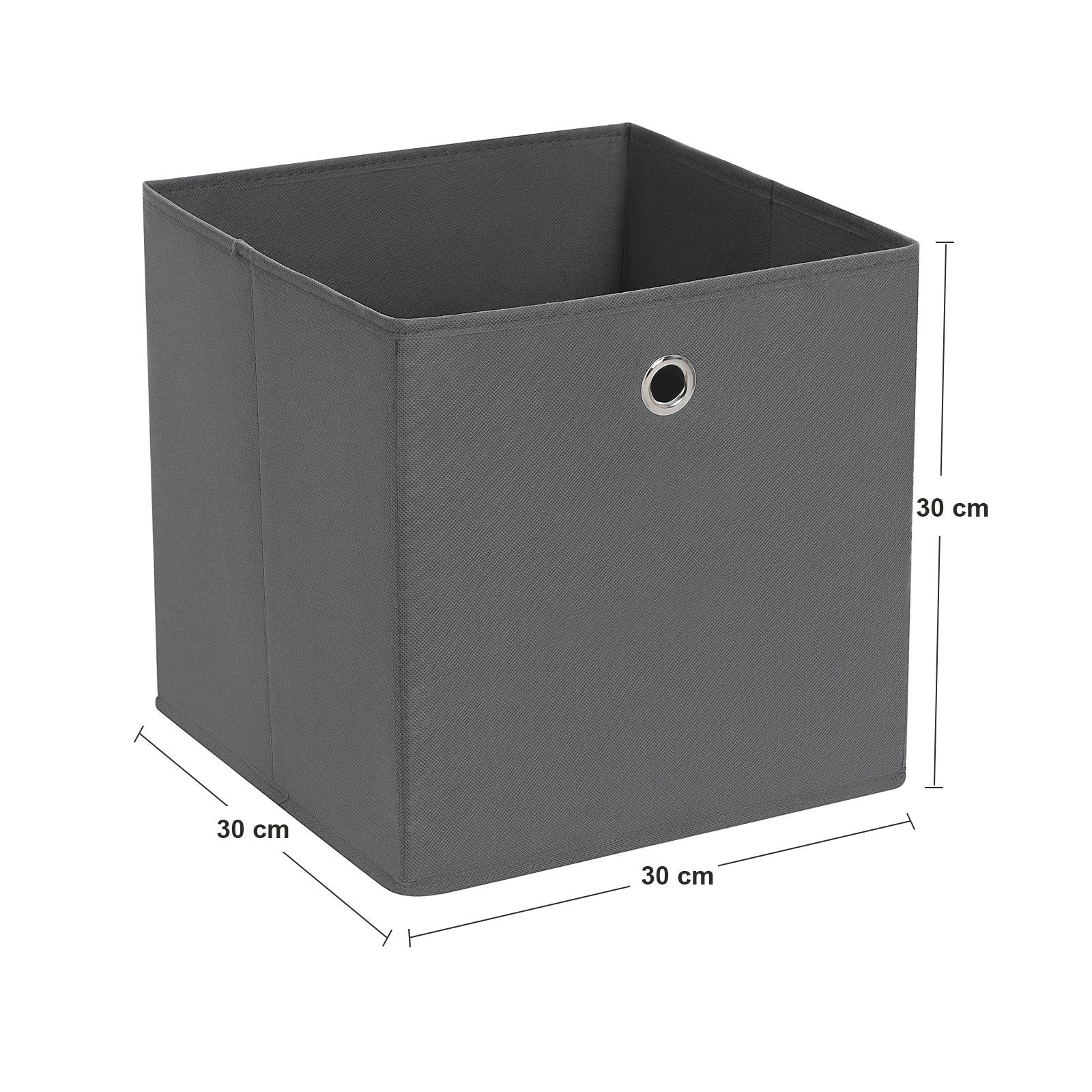 SONGMICS RFB02G-3 Storage Boxes - Set of 6 Folding Fabric Cubes | 30x30x30 cm | Grey 5